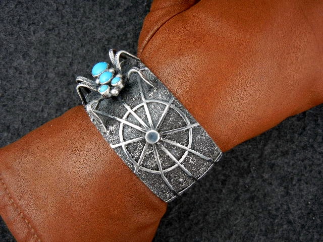 Darren Livingston Sterling Silver Turquoise Spider Cuff
