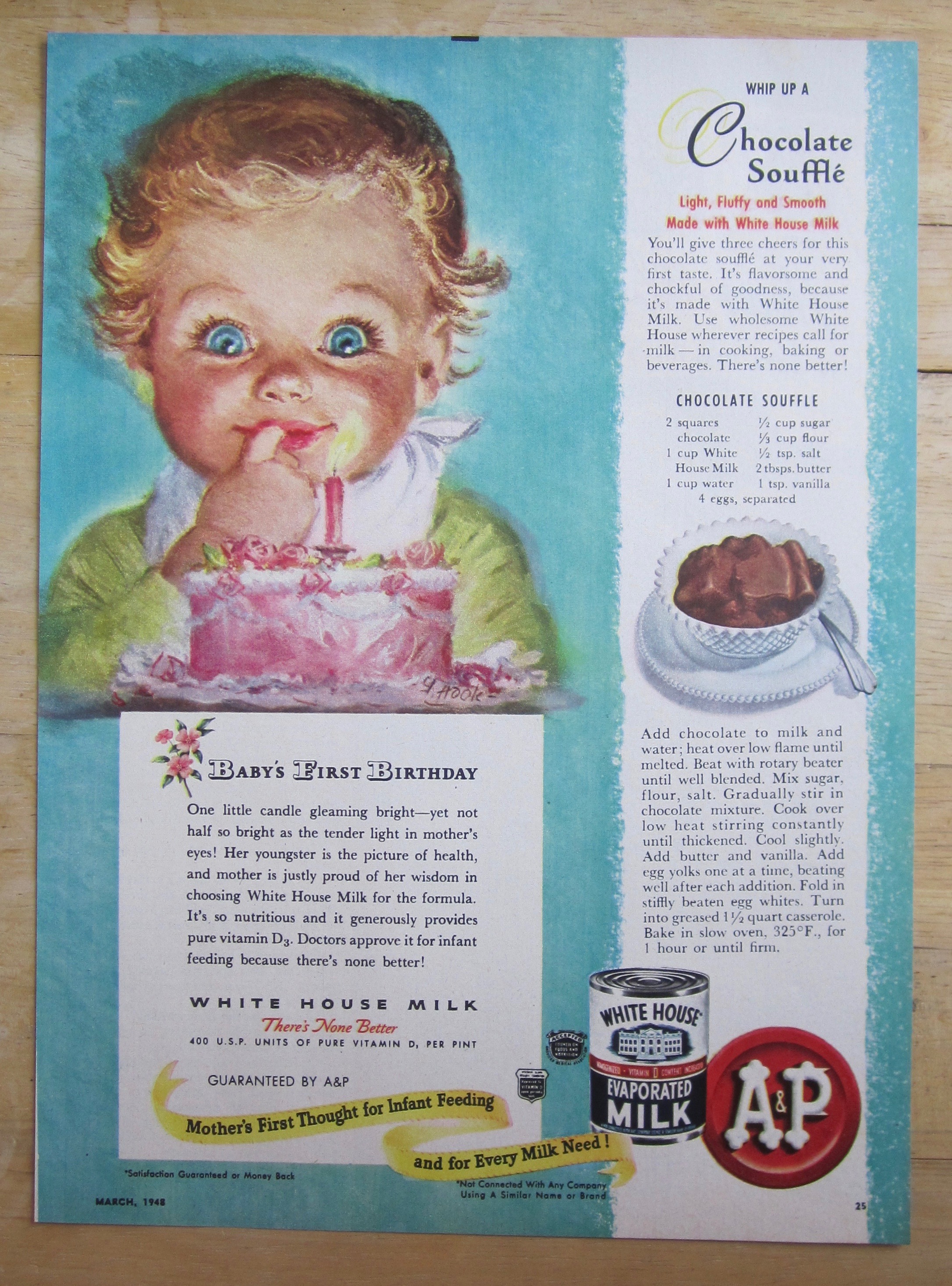 1948 White House Evaporated Milk w/ Baby's 1st Birthday