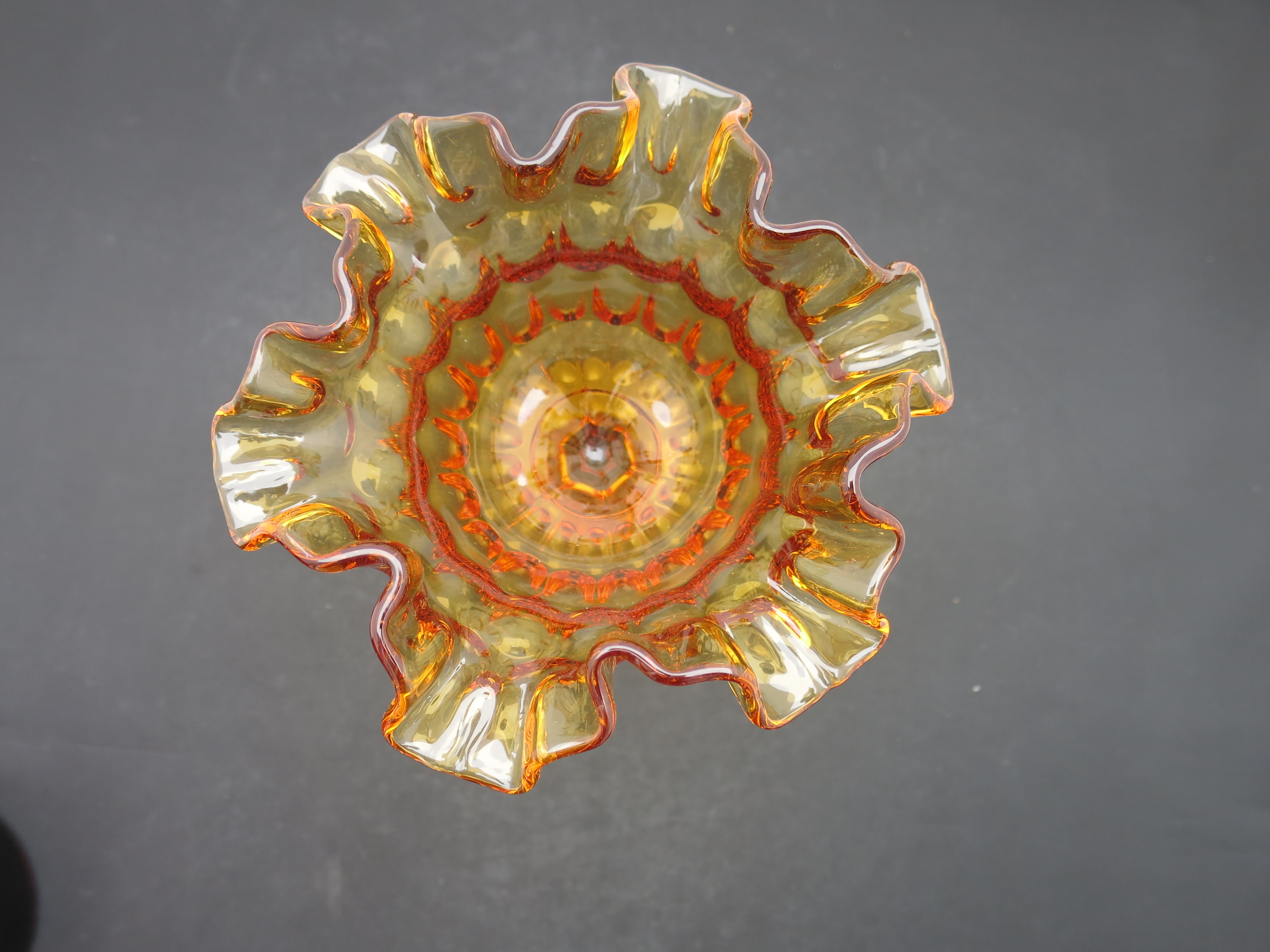Fenton Art Glass Amber Thumbprint Compote