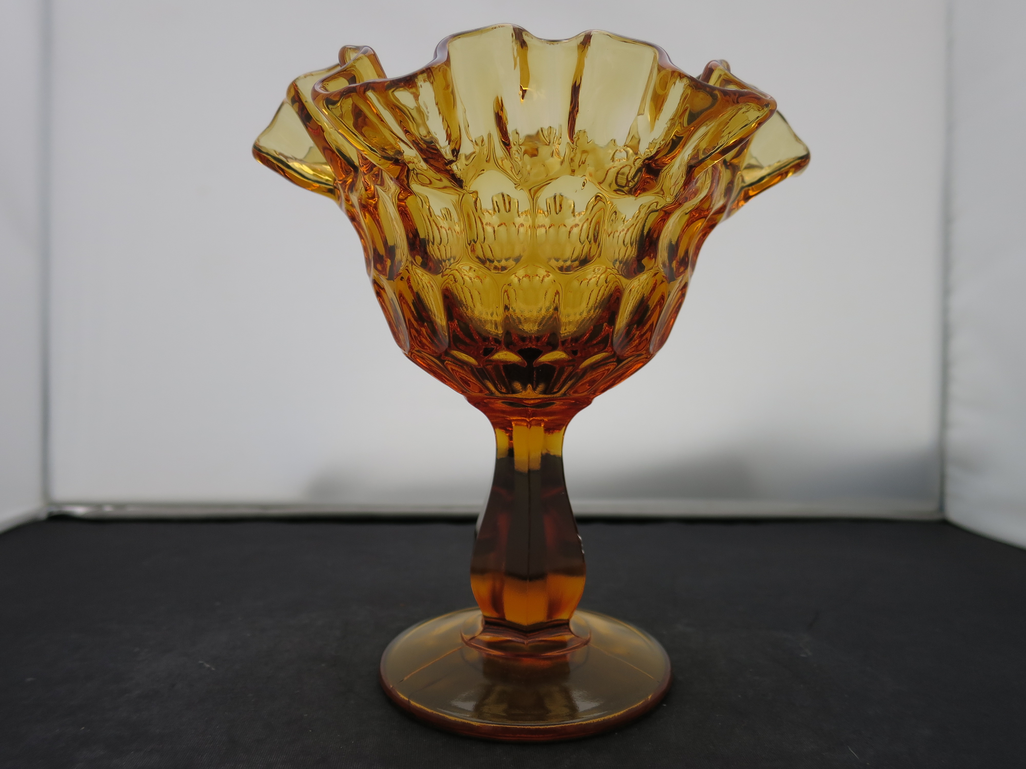 Fenton Art Glass Amber Thumbprint Compote