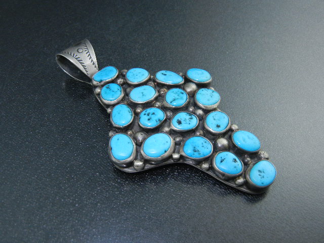 Native American Sterling Silver Turquoise NAKAI Pendant