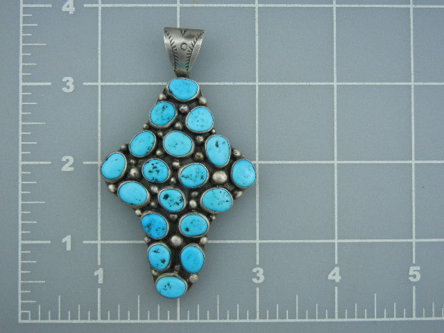 Native American Sterling Silver Turquoise NAKAI Pendant