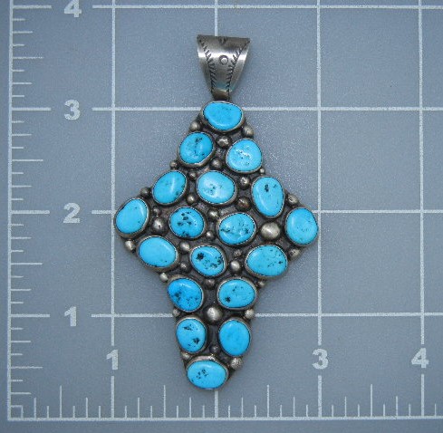 Native American Sterling Silver Turquoise NAKAI Pendant