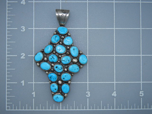 Native American Sterling Silver Turquoise NAKAI Pendant