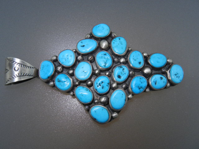 Native American Sterling Silver Turquoise NAKAI Pendant