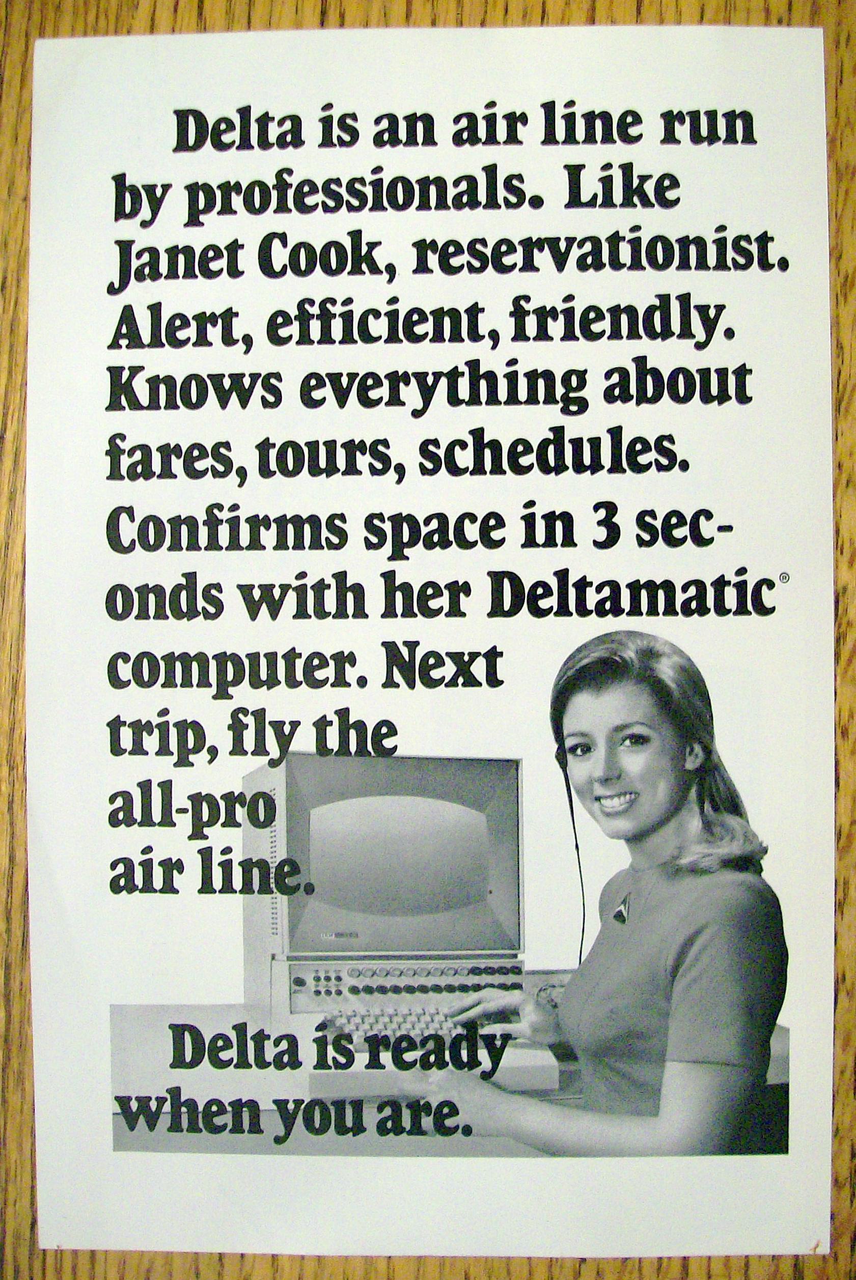 Vintage Ad: 1970 Delta Air Lines with Janet Cook