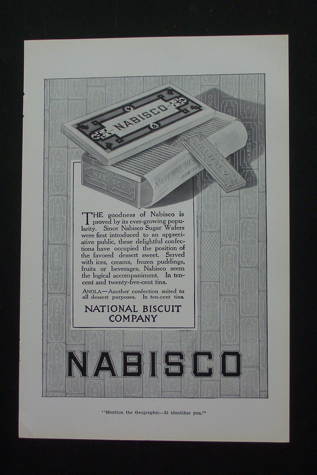 1916 Nabisco Sugar Wafers with Package of Wafers