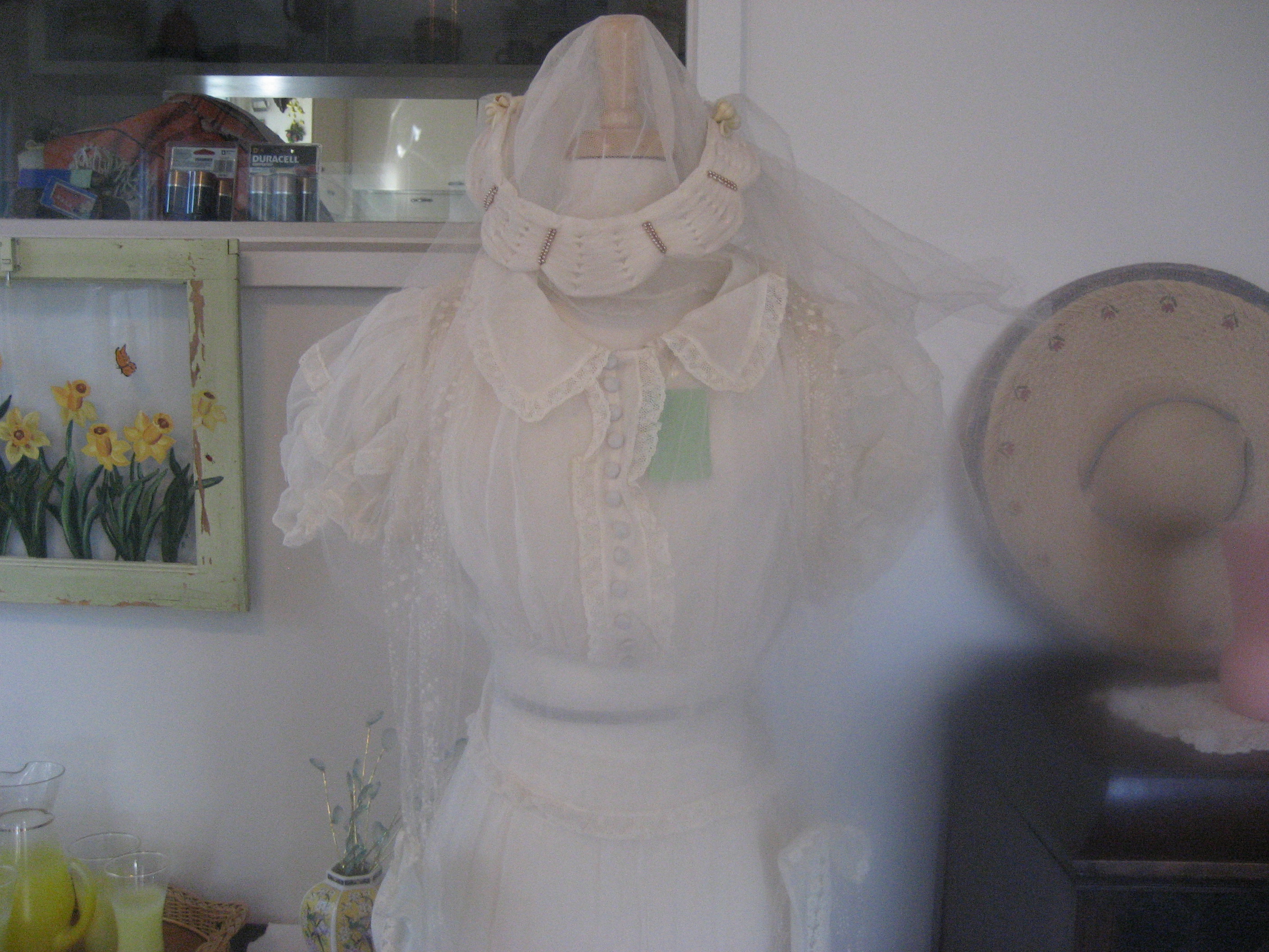 1920-1930 Wedding Dress, Veil, Scarf, and Gloves