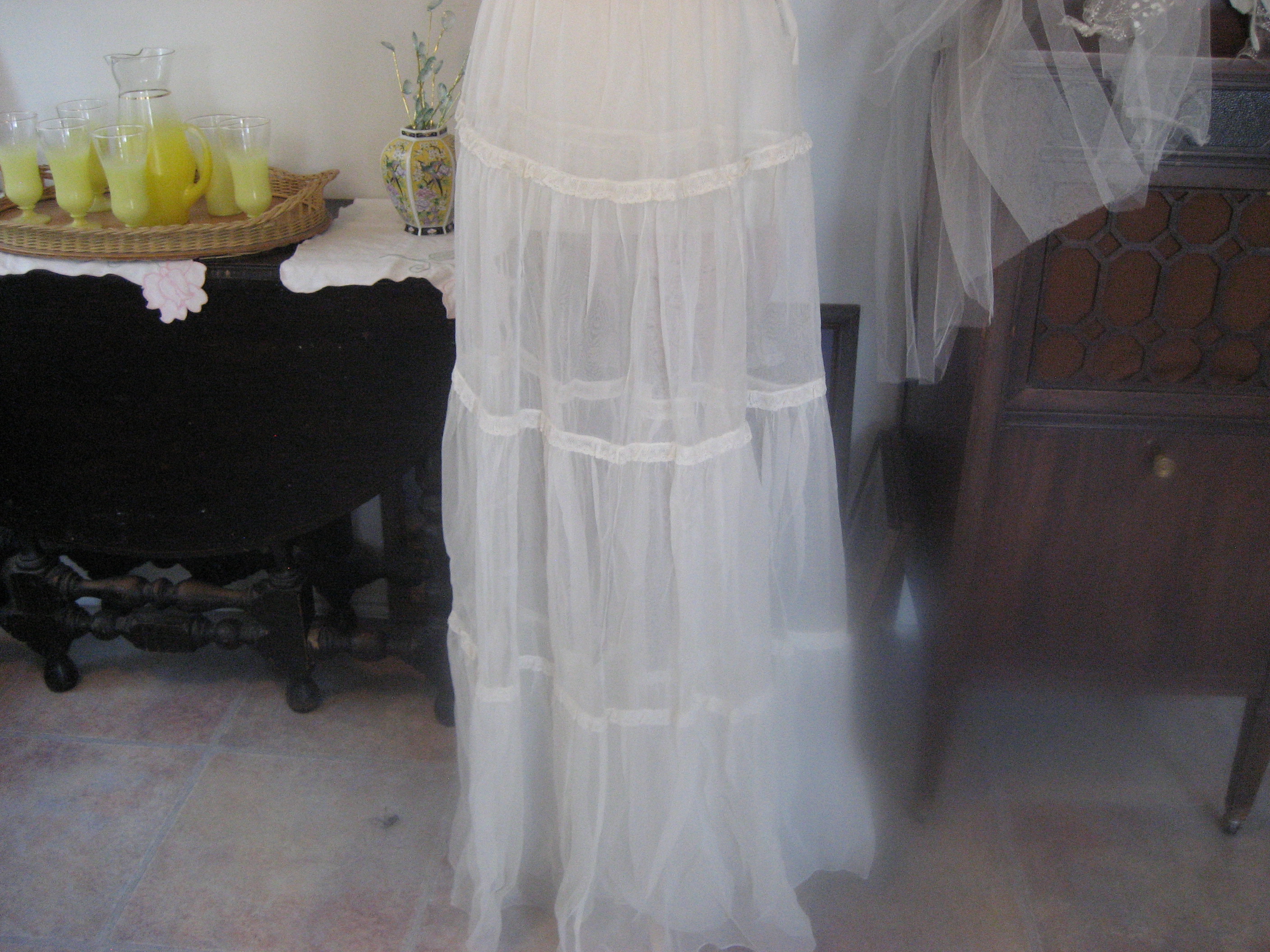 1920-1930 Wedding Dress, Veil, Scarf, and Gloves