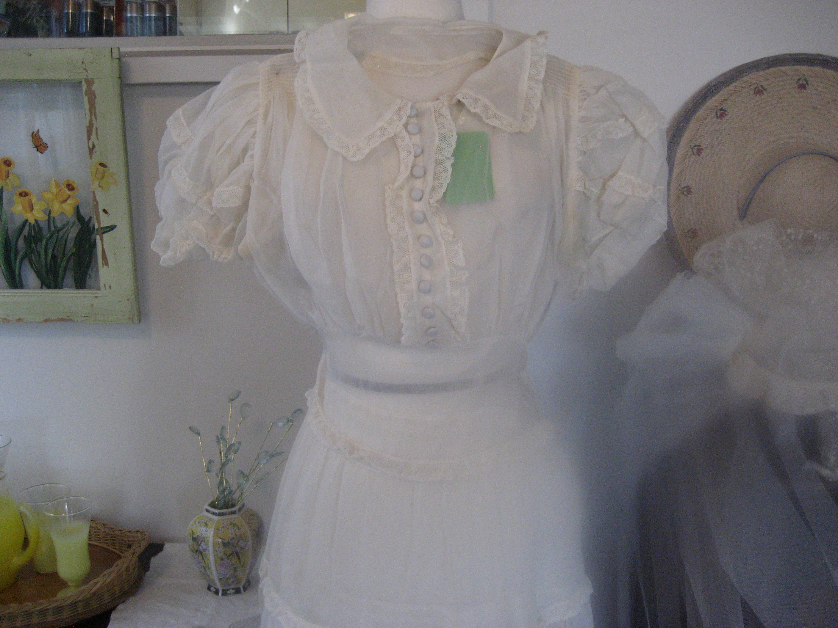 1920-1930 Wedding Dress, Veil, Scarf, and Gloves