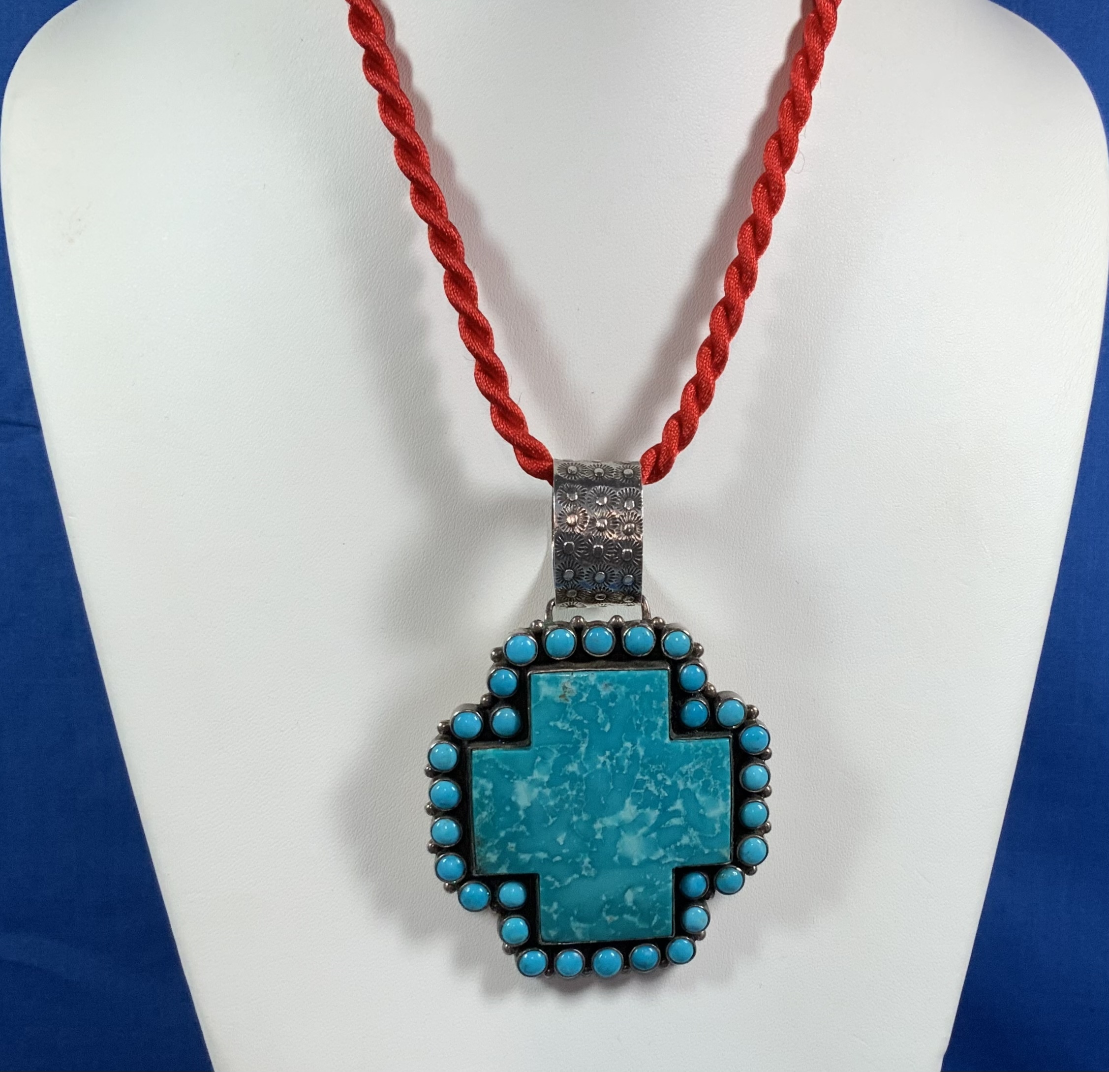 Dan Dodson (RIP) Turquoise Sterling Silver Cross Pendan