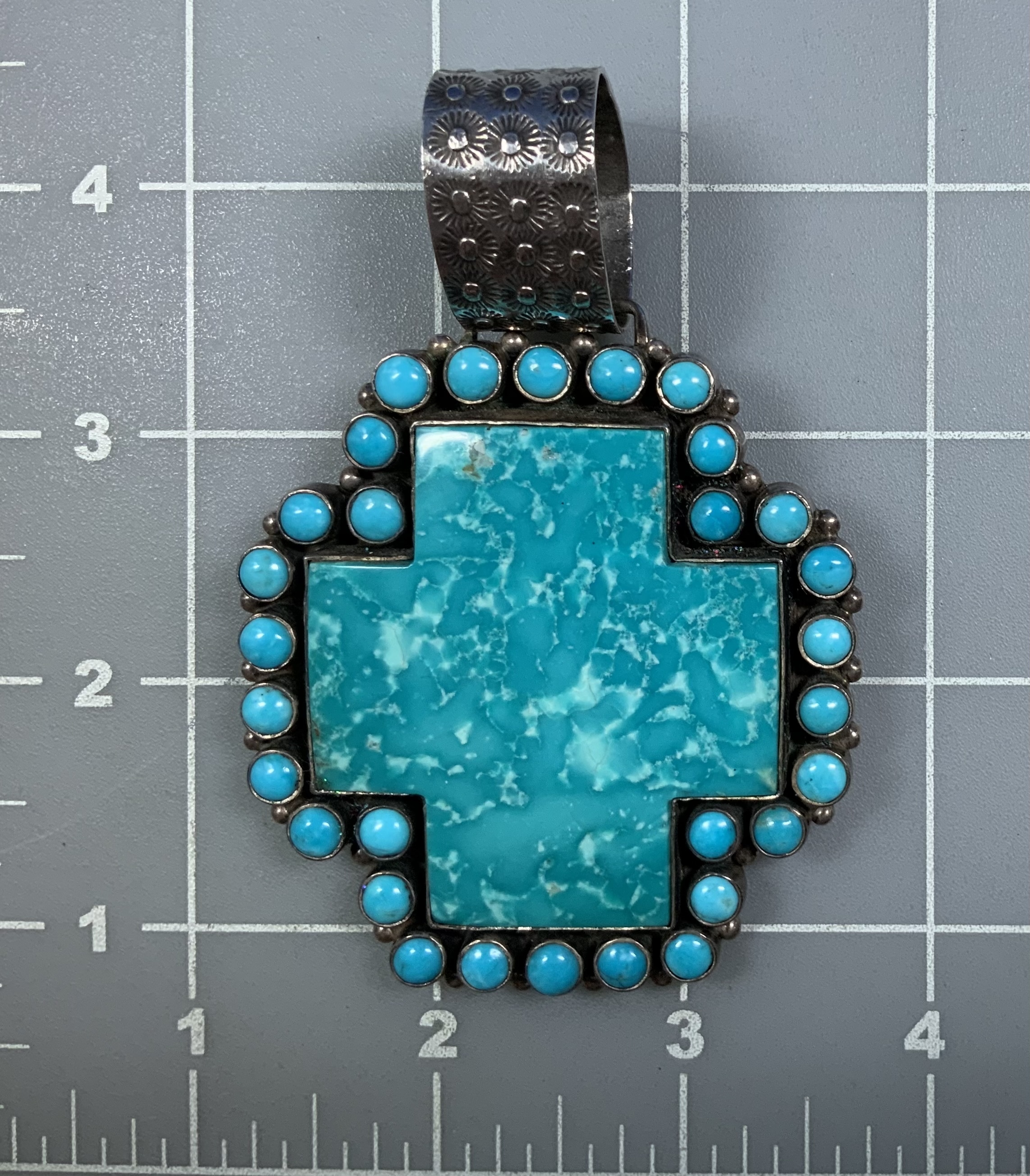 Dan Dodson (RIP) Turquoise Sterling Silver Cross Pendan