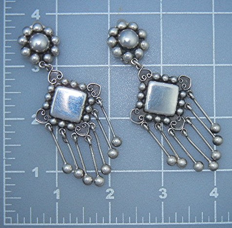 Federico Jimenez Sterling Silver Dangle Clip Earrings