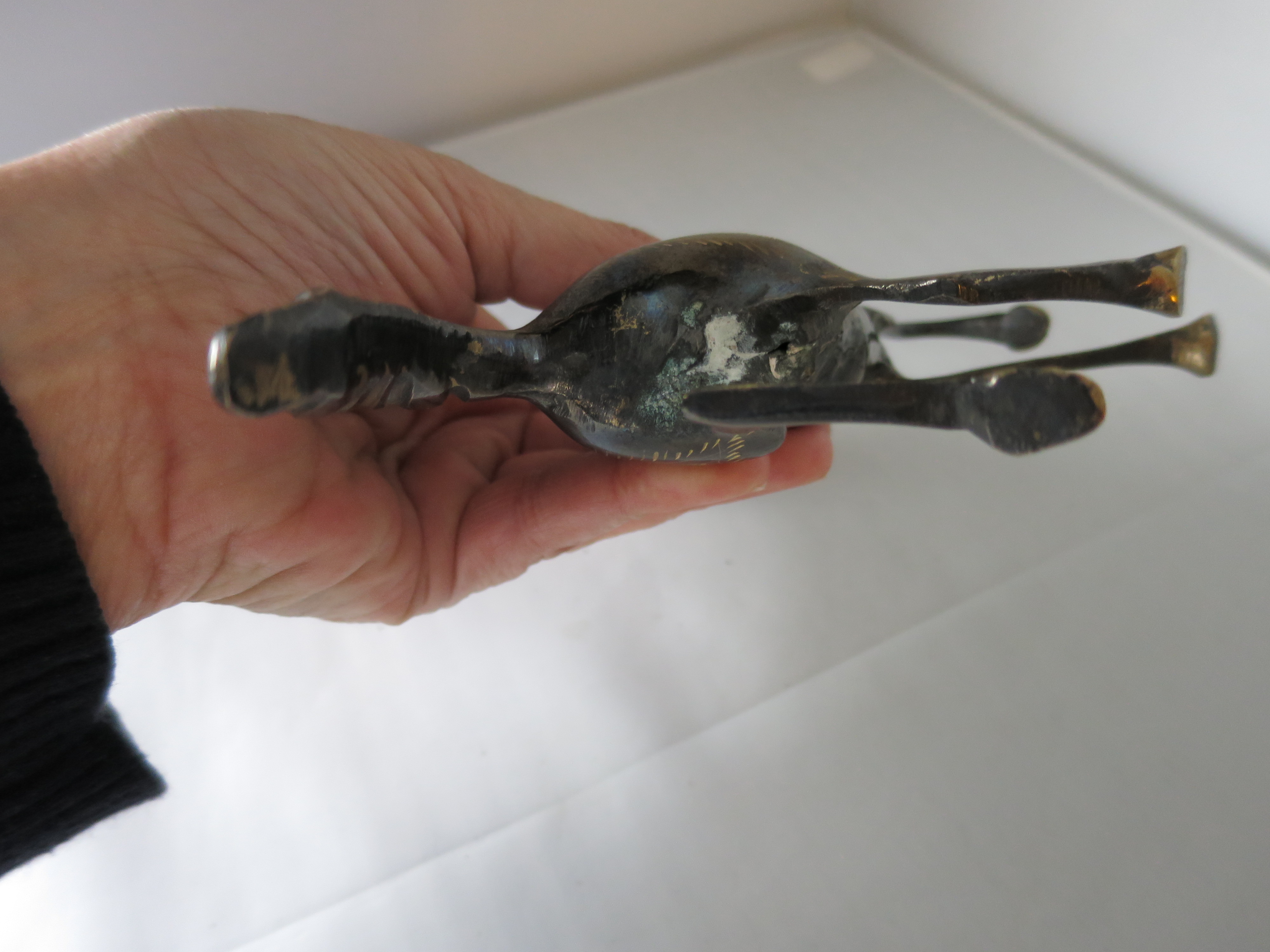 Brass horse etched hand painted figurine