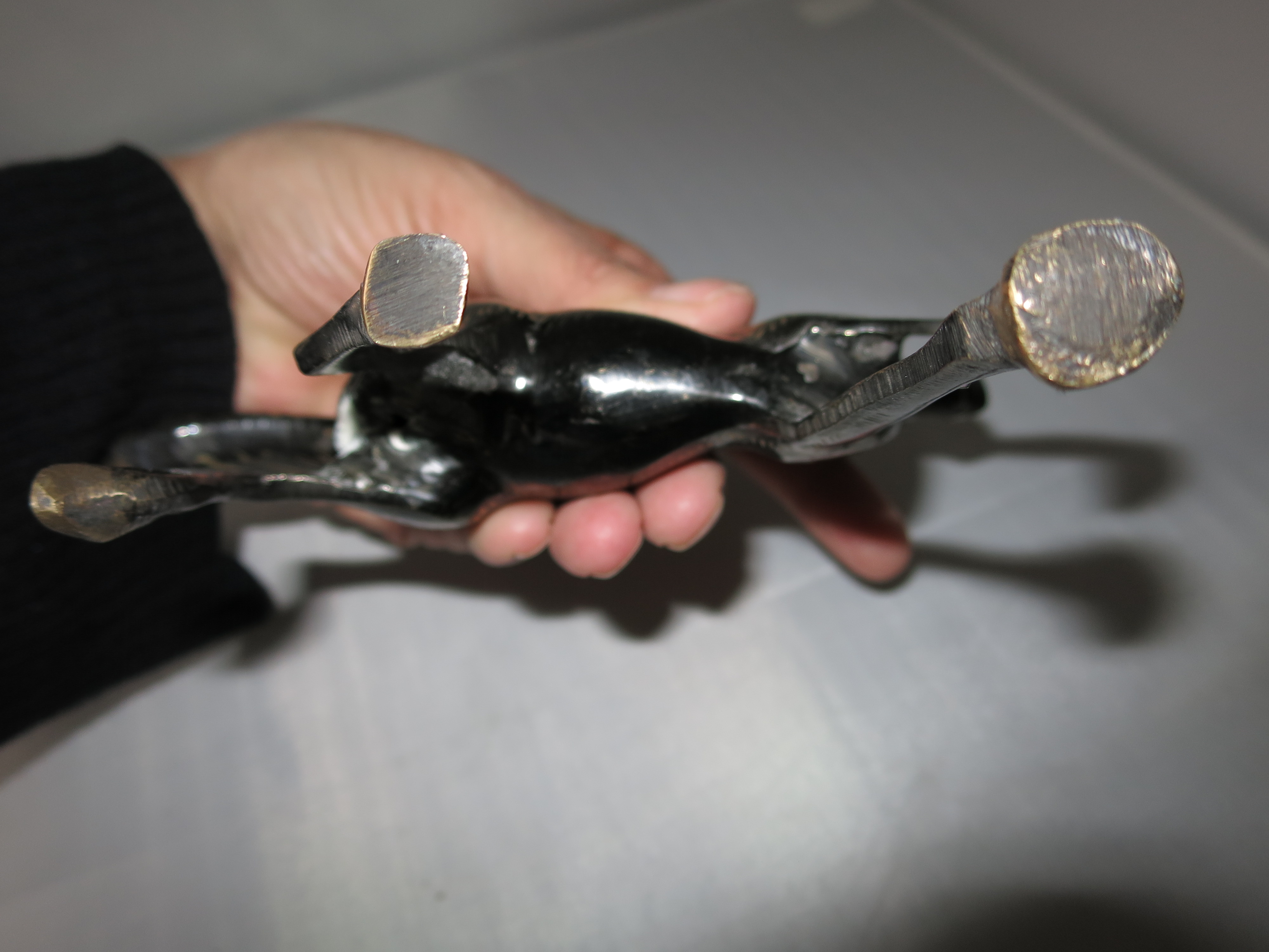 Brass horse etched hand painted figurine
