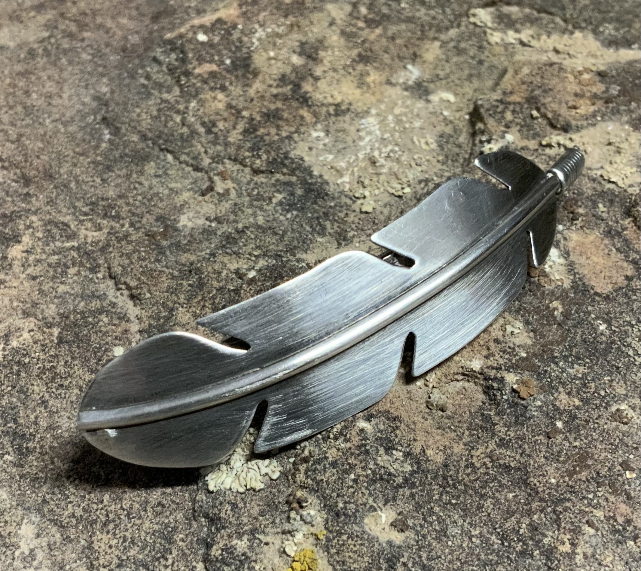 Hair Barrette Sterling Silver Feather 3 Inches