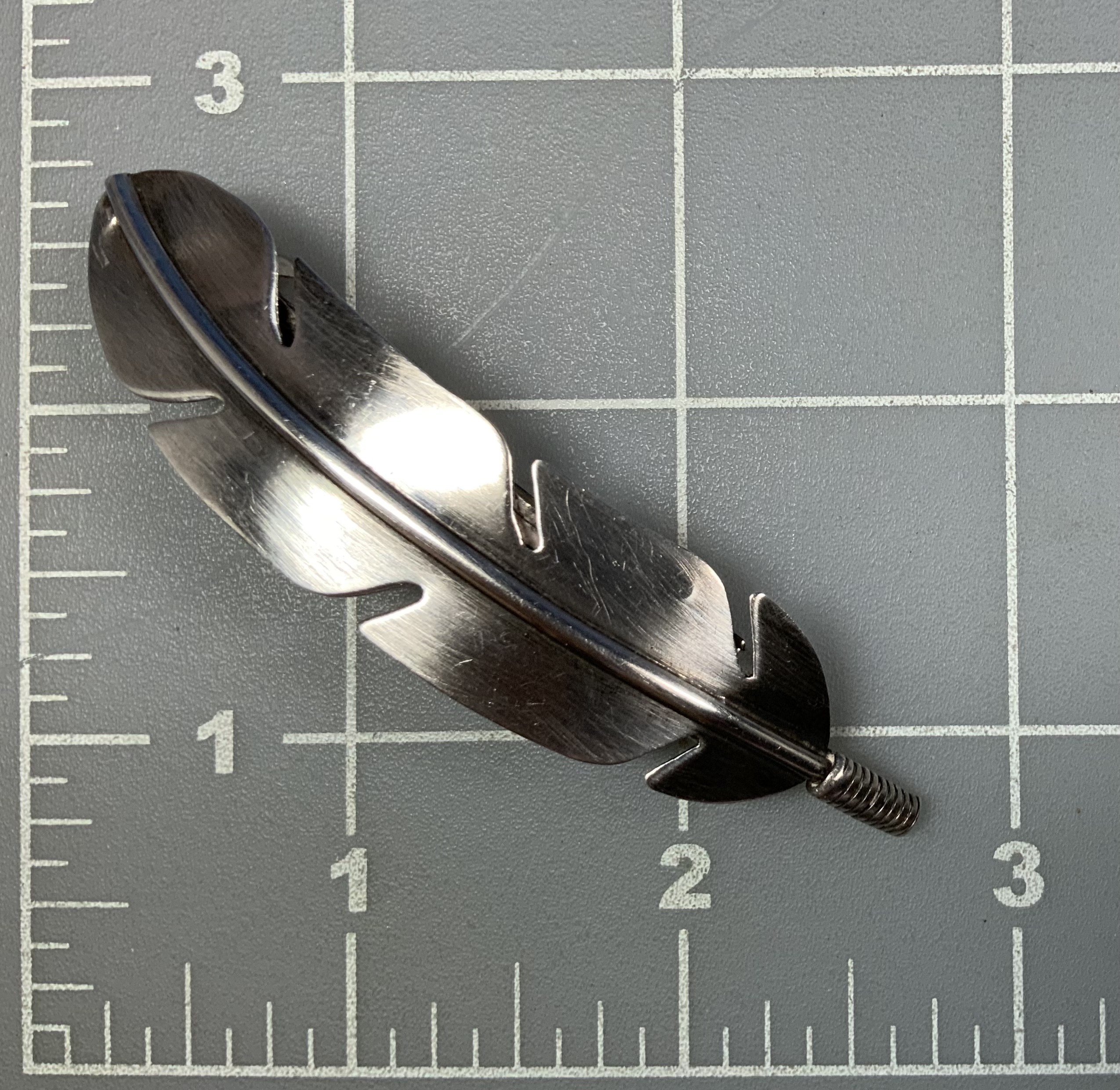 Hair Barrette Sterling Silver Feather 3 Inches