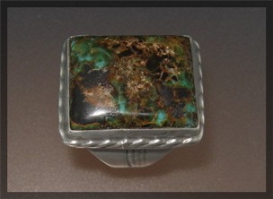 NativeAmerican Sterling Silver Cerillos Turquoise Ring