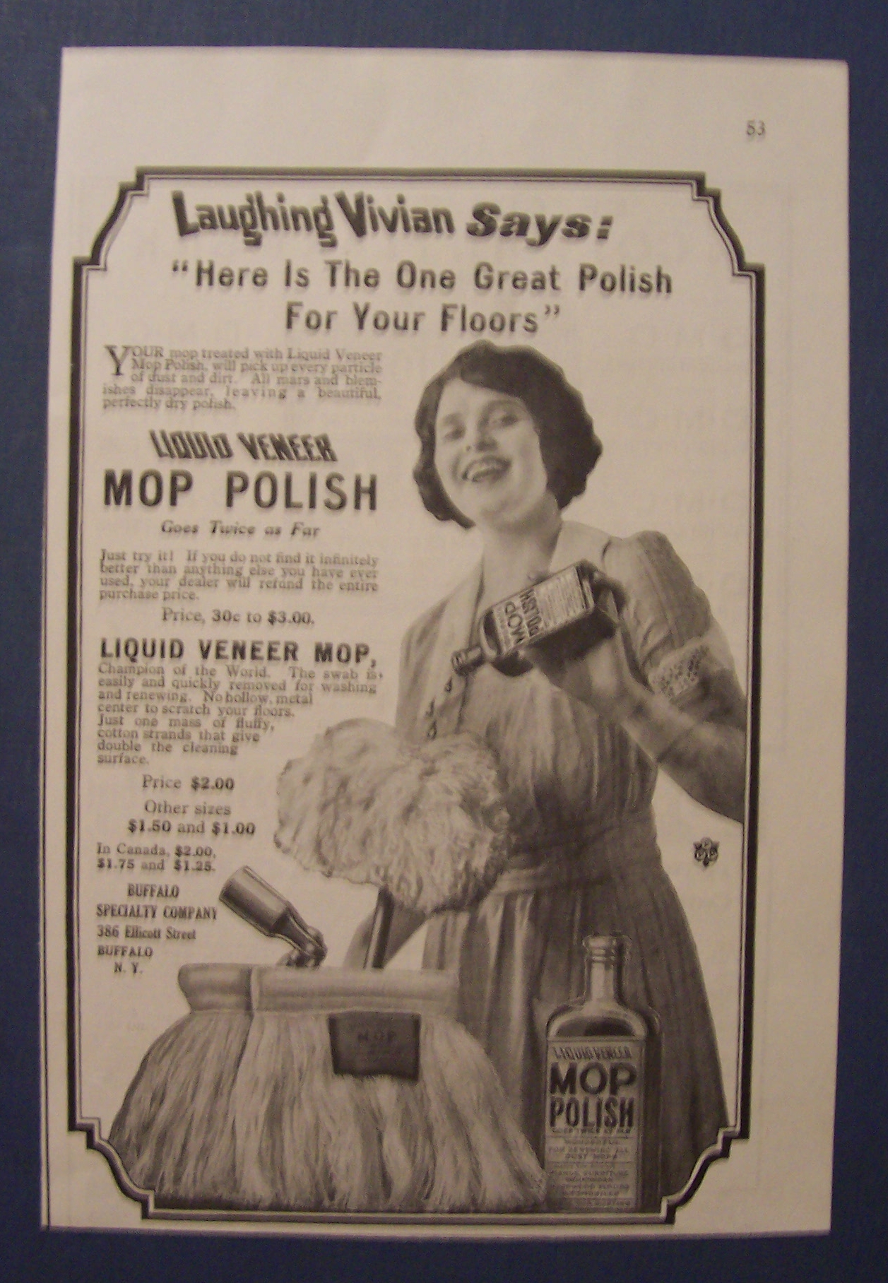 1923  Liquid  Veneer  Mop  Polish