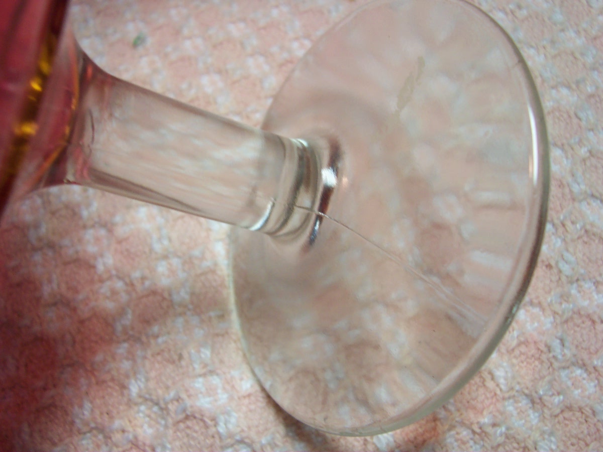 Cranberry Glass Thumbprint Goblets Grapevine