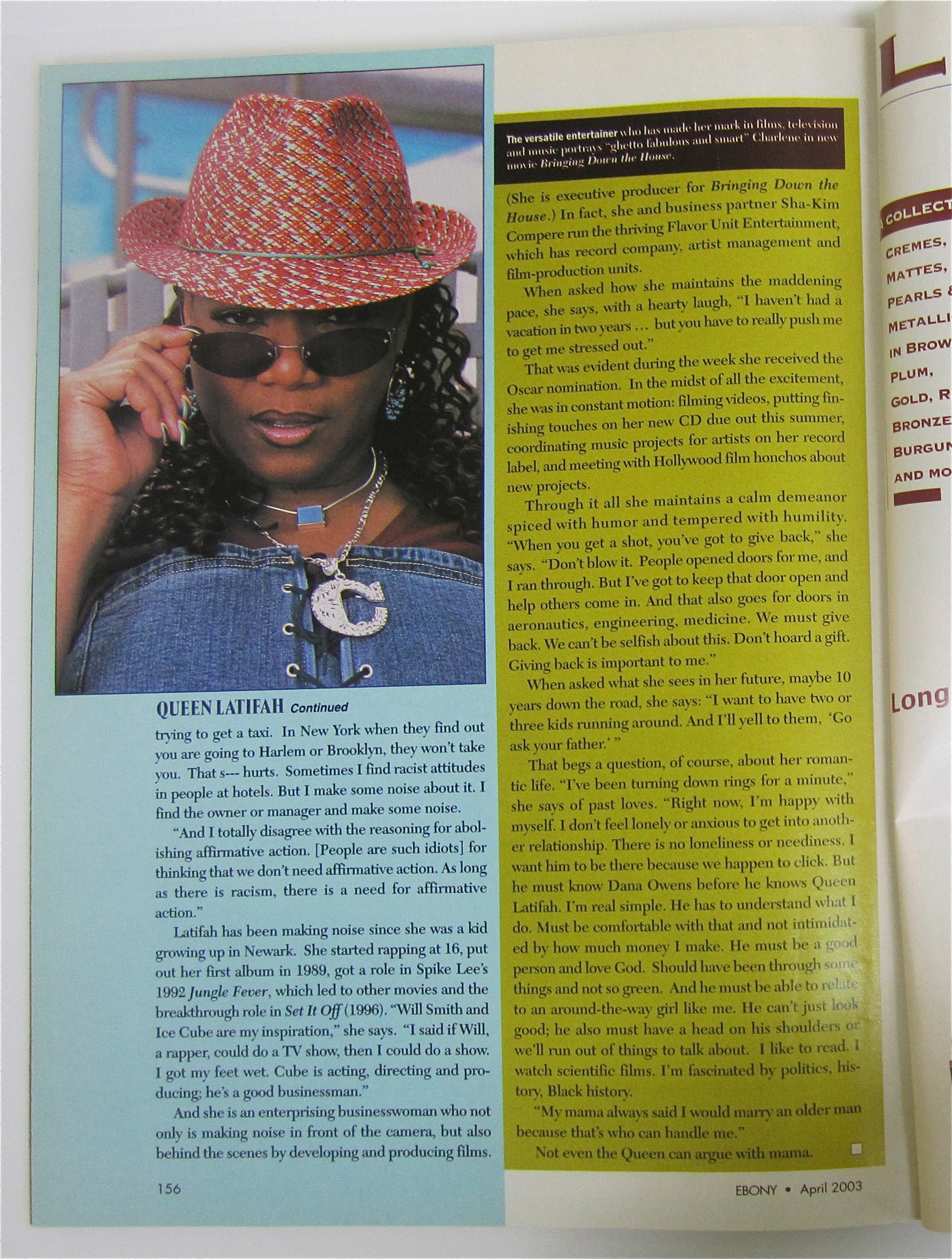Ebony Magazine April 2003 Queen Latifah