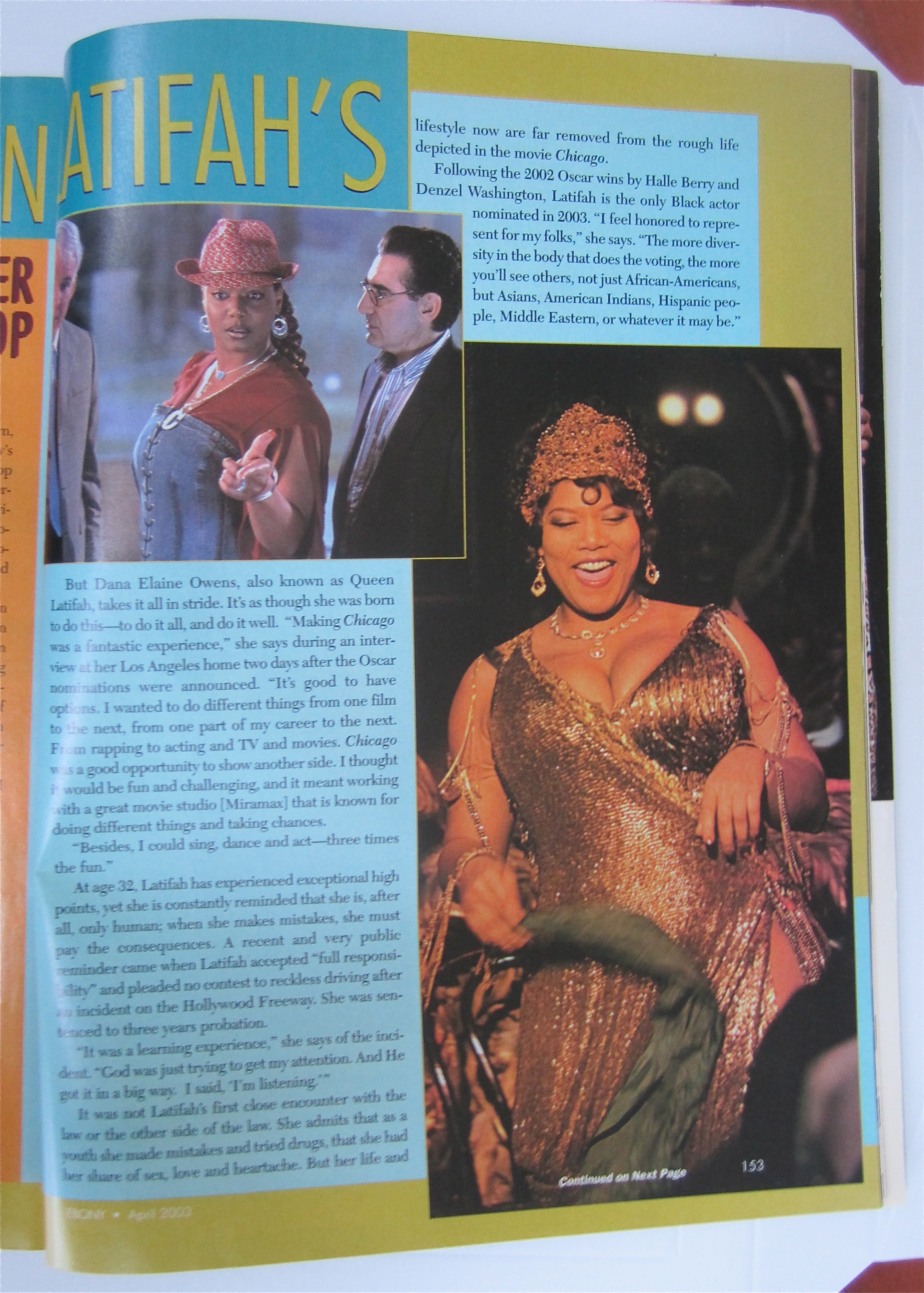 Ebony Magazine April 2003 Queen Latifah