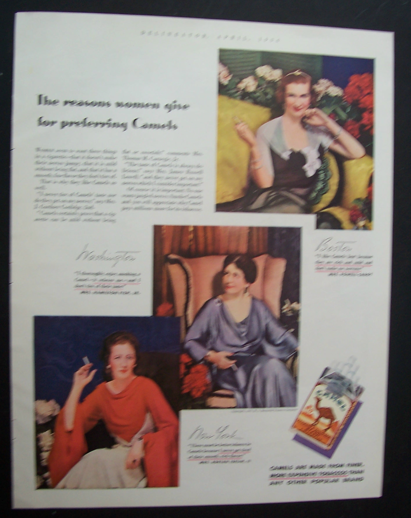 1934 Camel Cigarettes with Women Who Smoke Camel