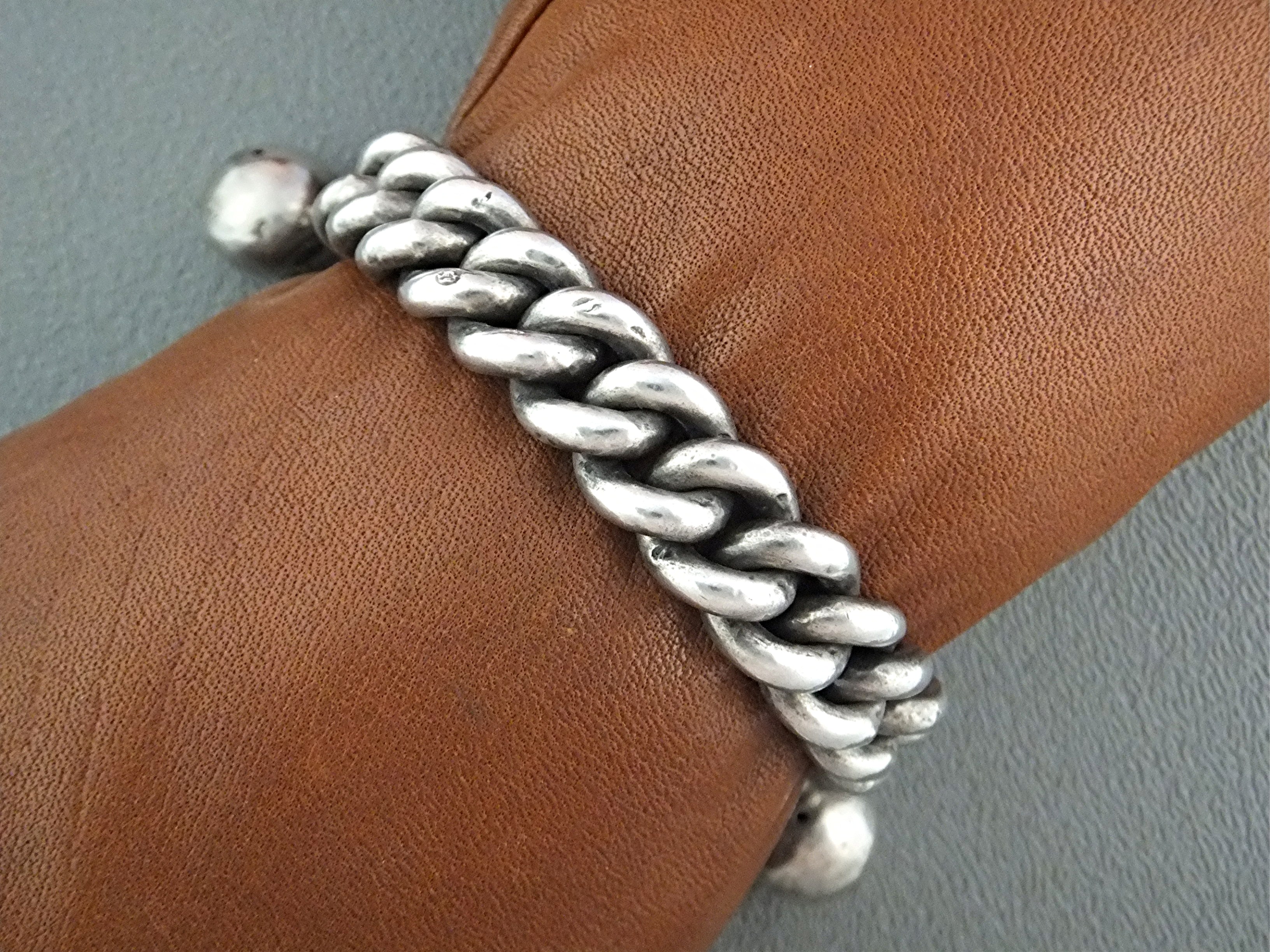 Bracelet Sterling Silver Curb Link Silver Balls UK