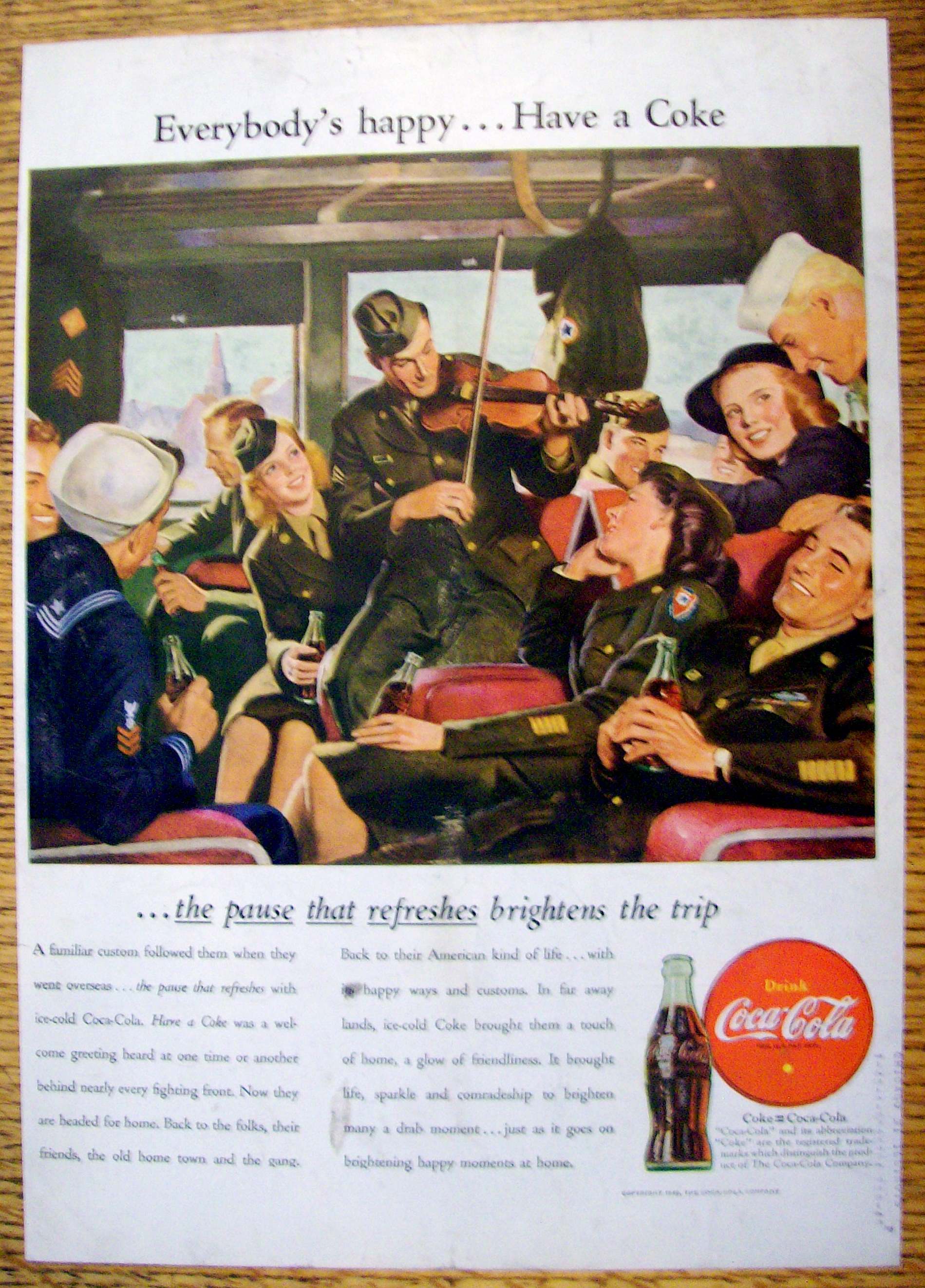 1946 Coca Cola (Coke) With Group Of Soldiers Drinking Coke