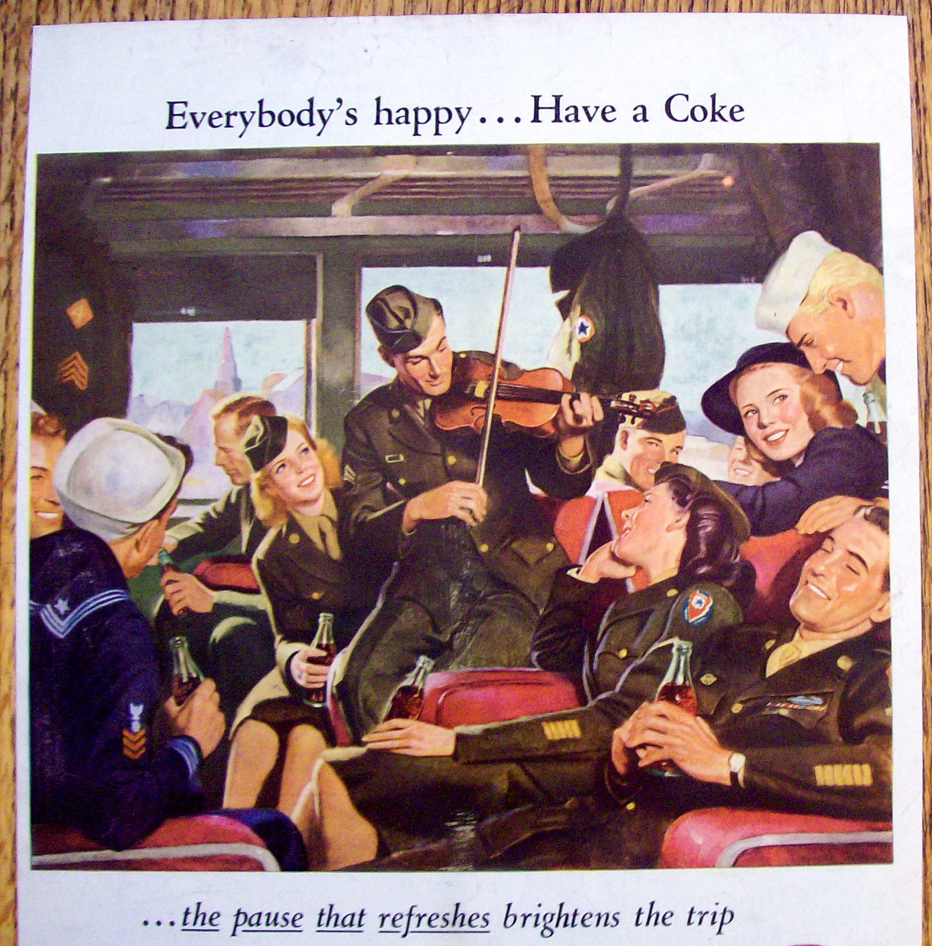 1946 Coca Cola (Coke) With Group Of Soldiers Drinking Coke
