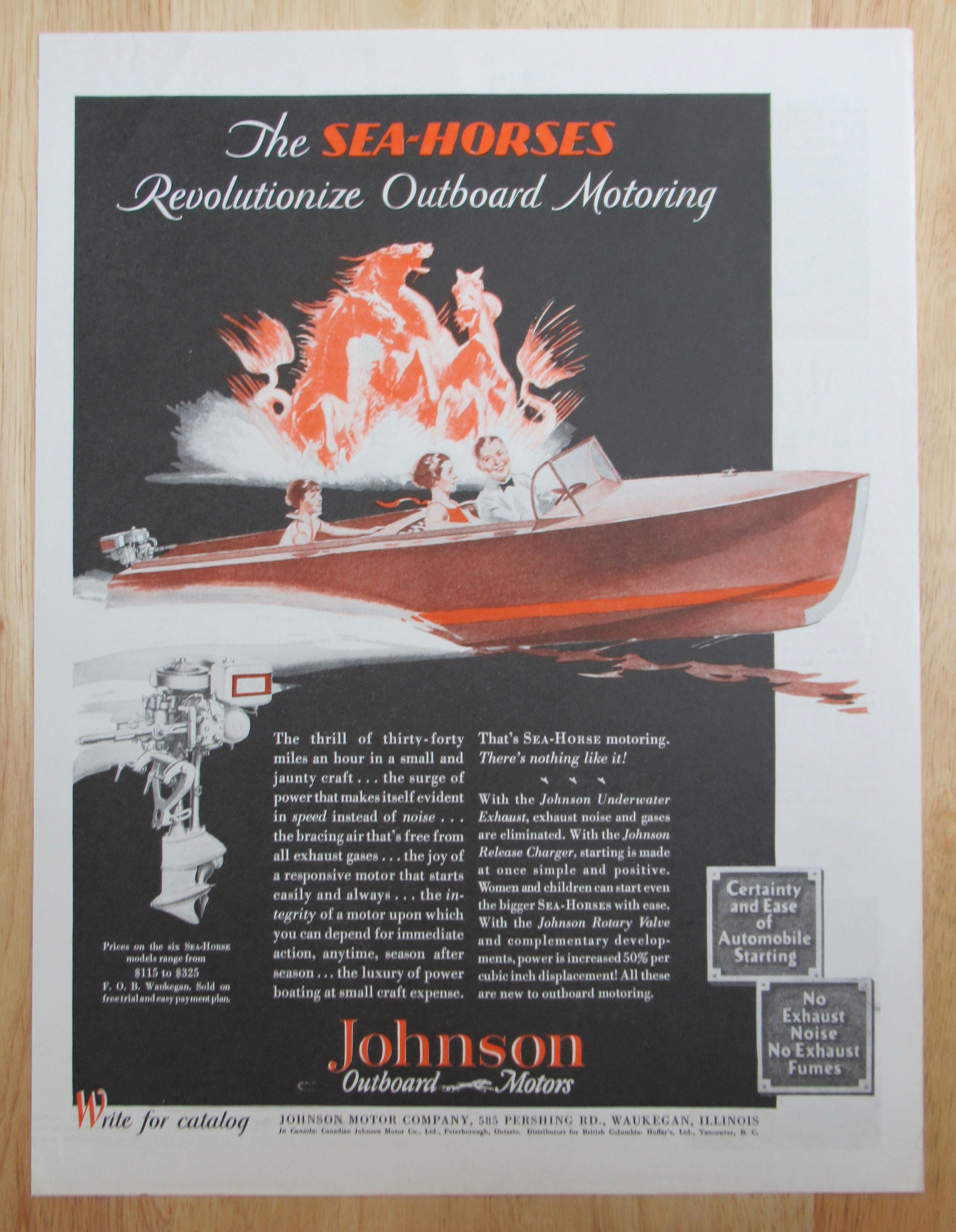 1929 Johnson Outboard Motors with Family on Sea Horse