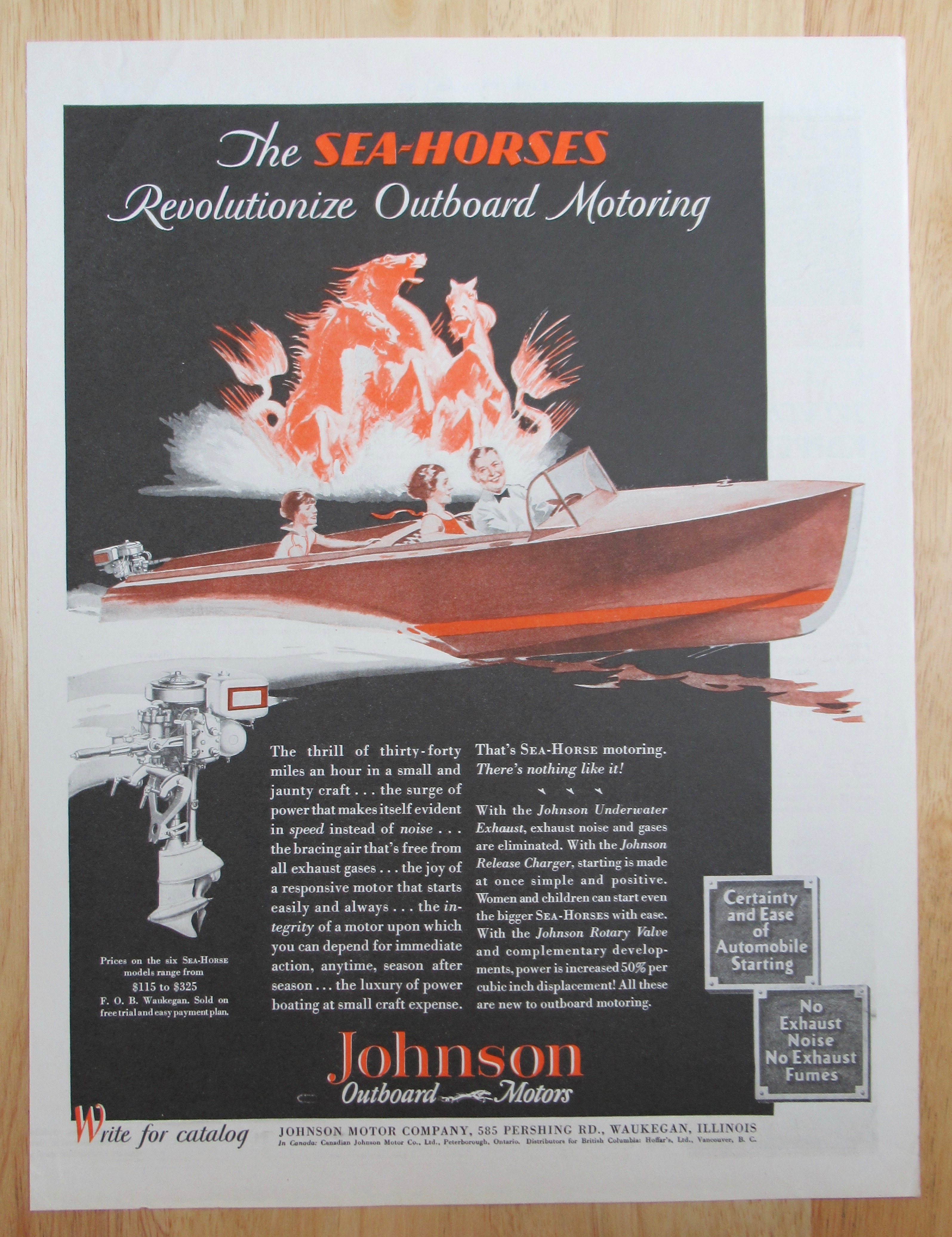 1929 Johnson Outboard Motors with Family on Sea Horse