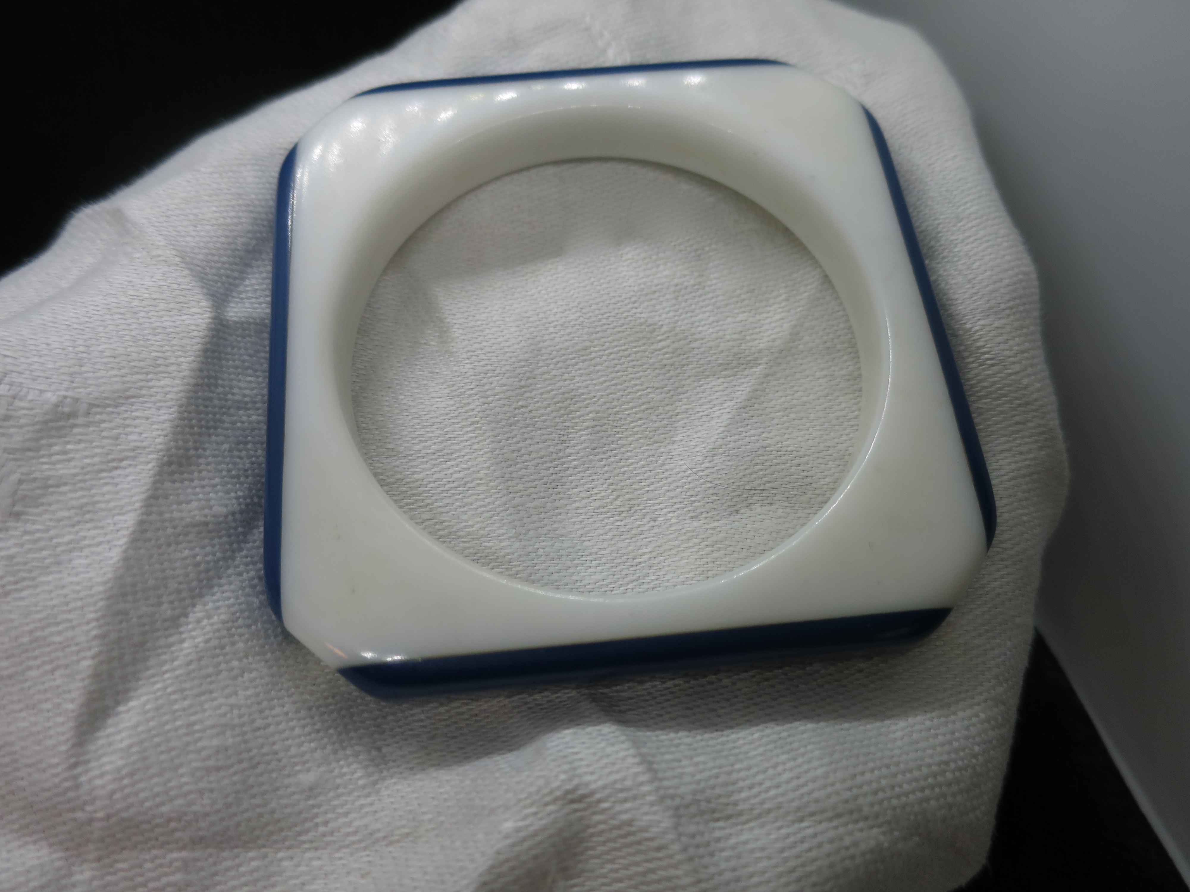 Bakelite Bracelet set of two Blue White Green