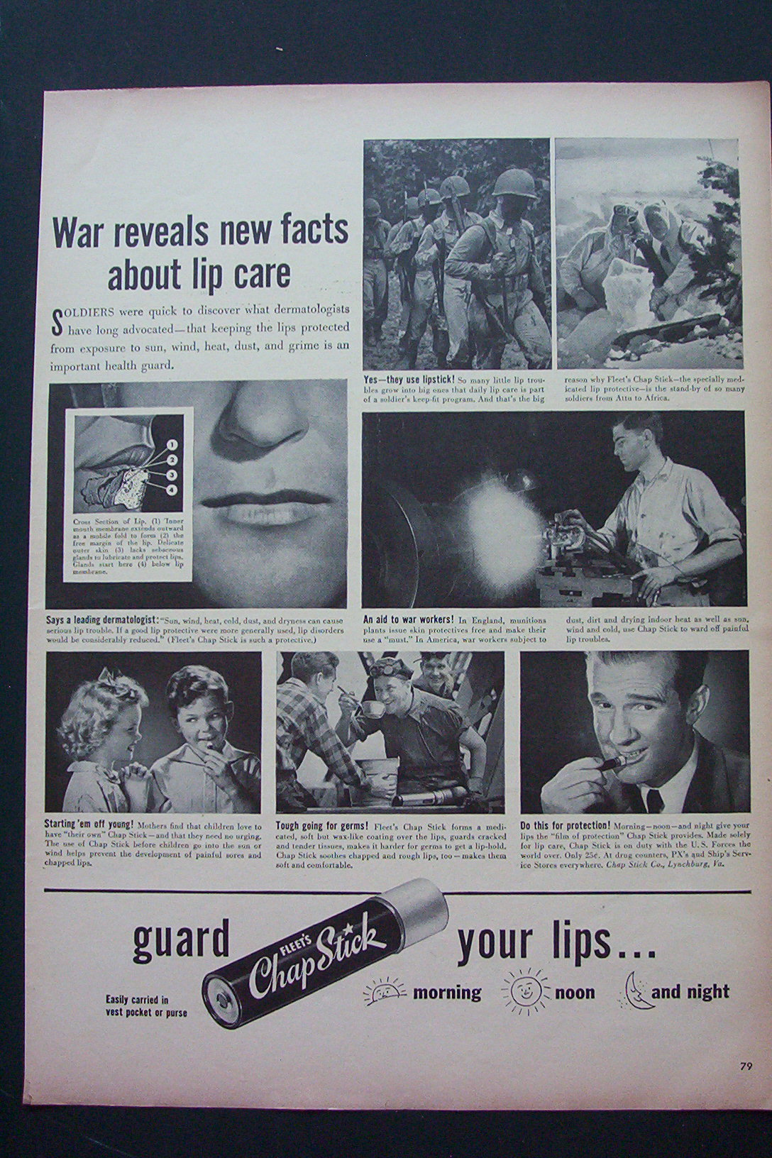 1943 Chap Stick with Facts About Lip Care