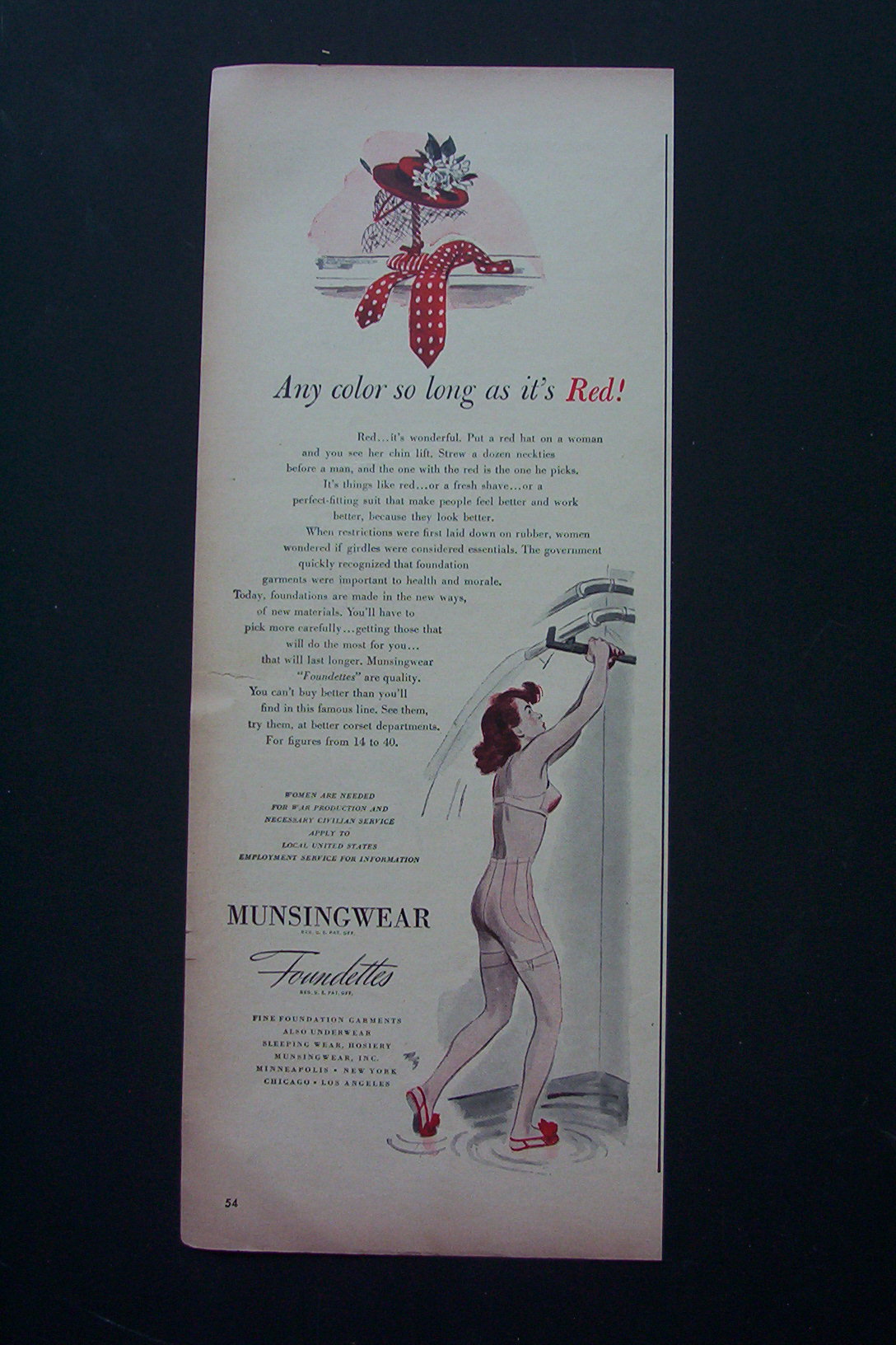 1943 Munsingwear with Woman Fixing Shower Head