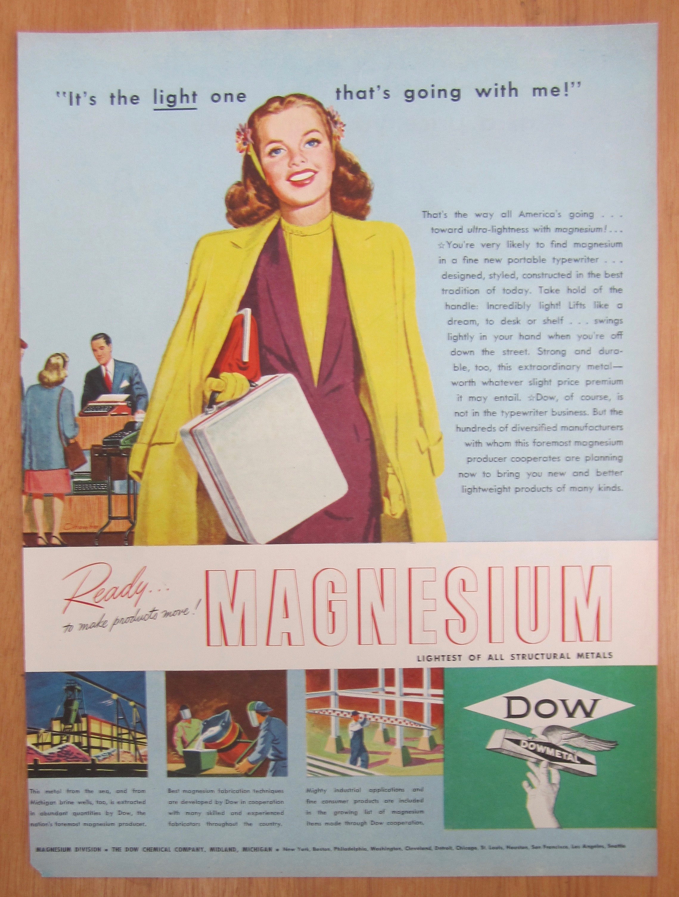 1946 Dow Magnesium with Woman Carrying Case