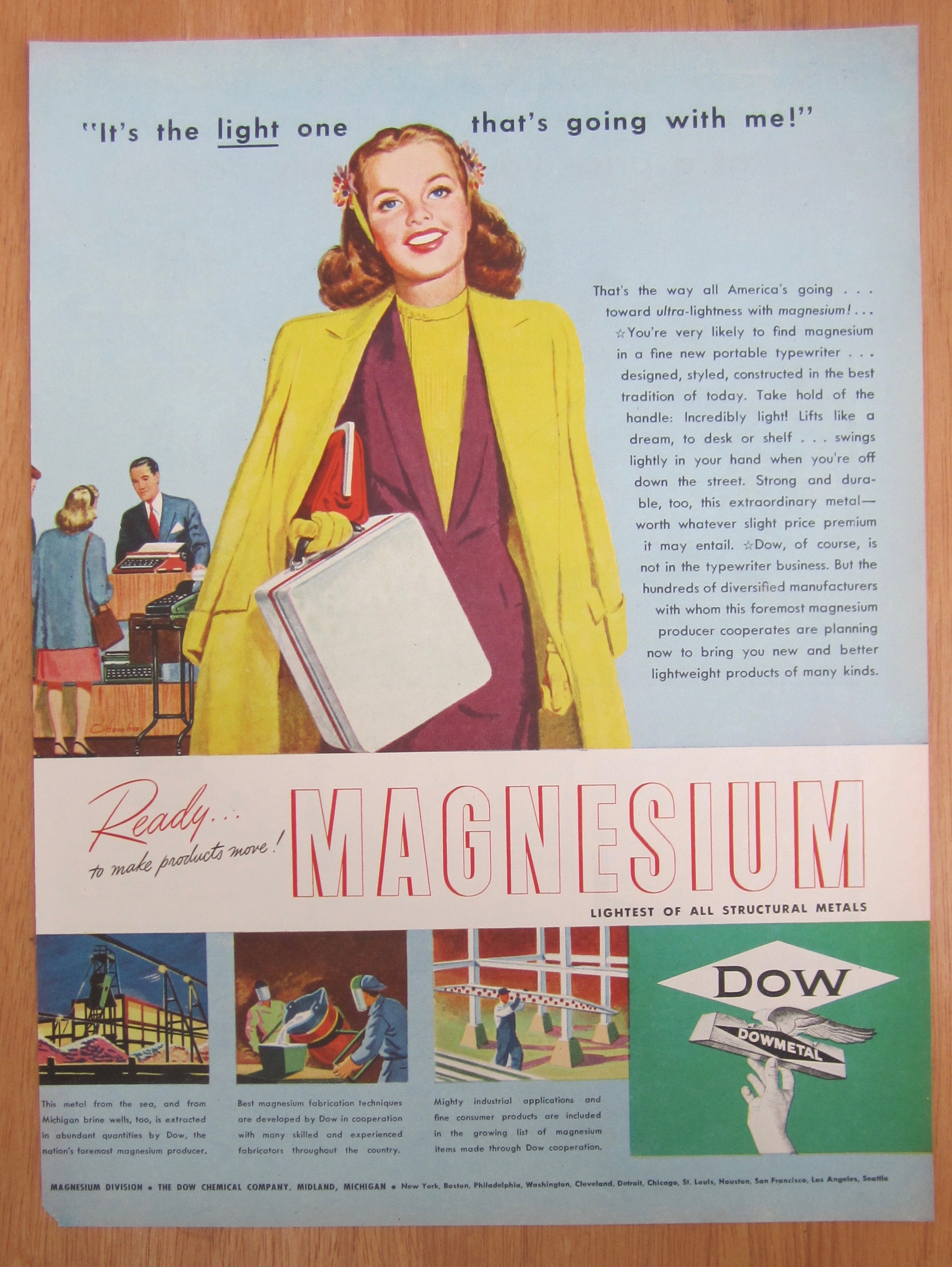 1946 Dow Magnesium with Woman Carrying Case