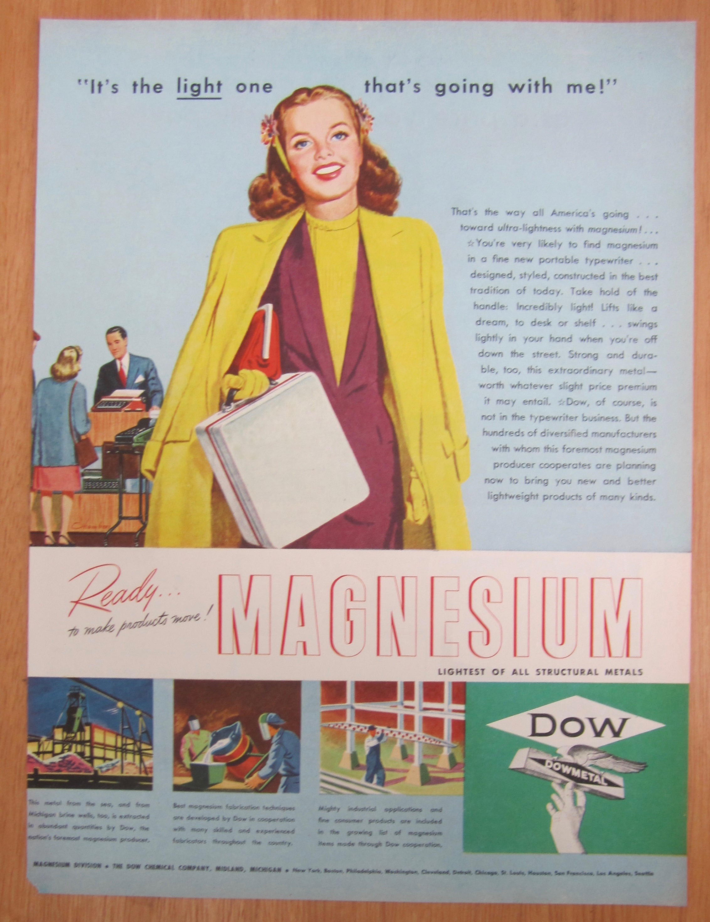 1946 Dow Magnesium with Woman Carrying Case