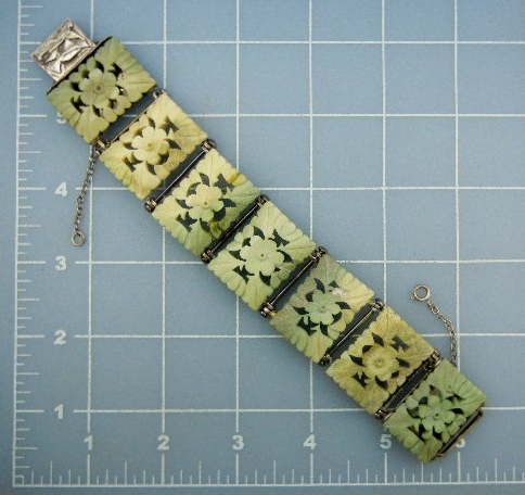 Bone Ivory Sterling Silver Chinese Bracelet 50s