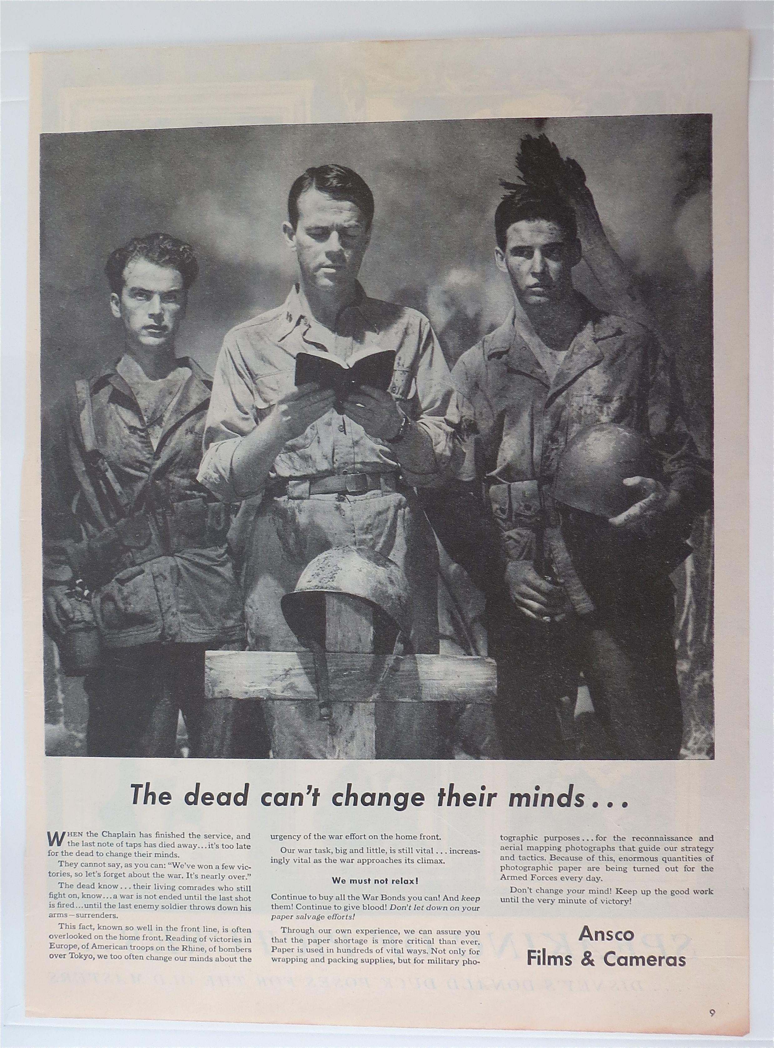 1945 Ansco Films & Cameras with 2 Soldiers & Chaplain