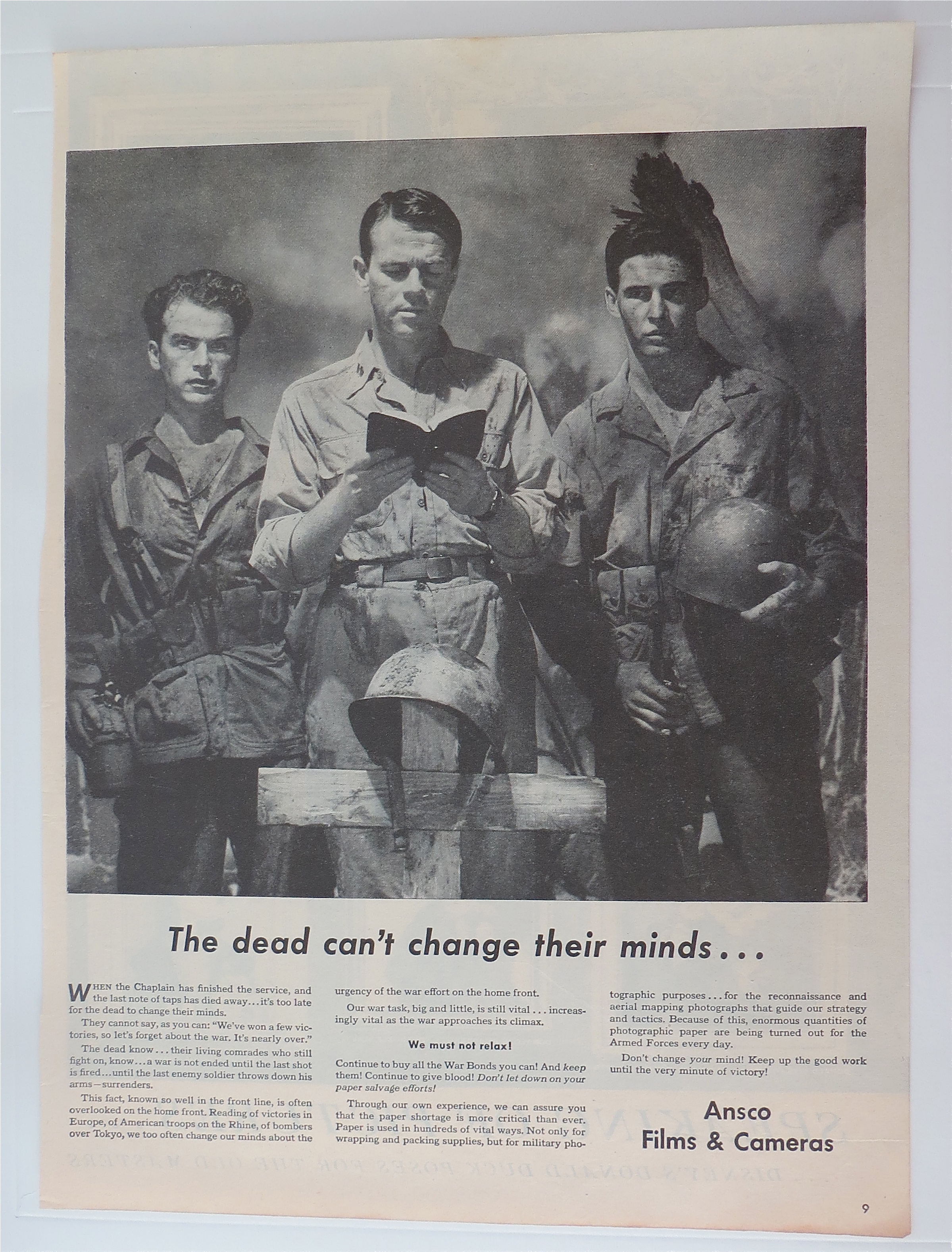 1945 Ansco Films & Cameras with 2 Soldiers & Chaplain