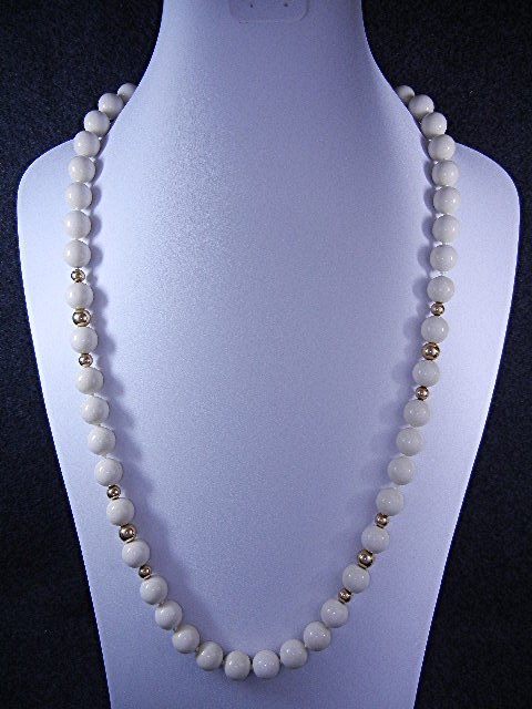 Bone  Ivory Pre Ban Beads and Gold Necklace