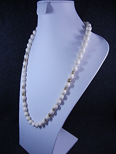 Bone  Ivory Pre Ban Beads and Gold Necklace
