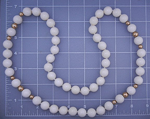 Bone  Ivory Pre Ban Beads and Gold Necklace