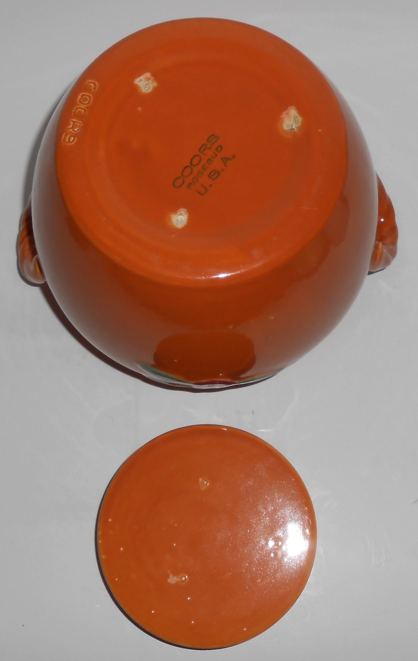 Coors Pottery Rosebud Orange Utility Jar W/Lid