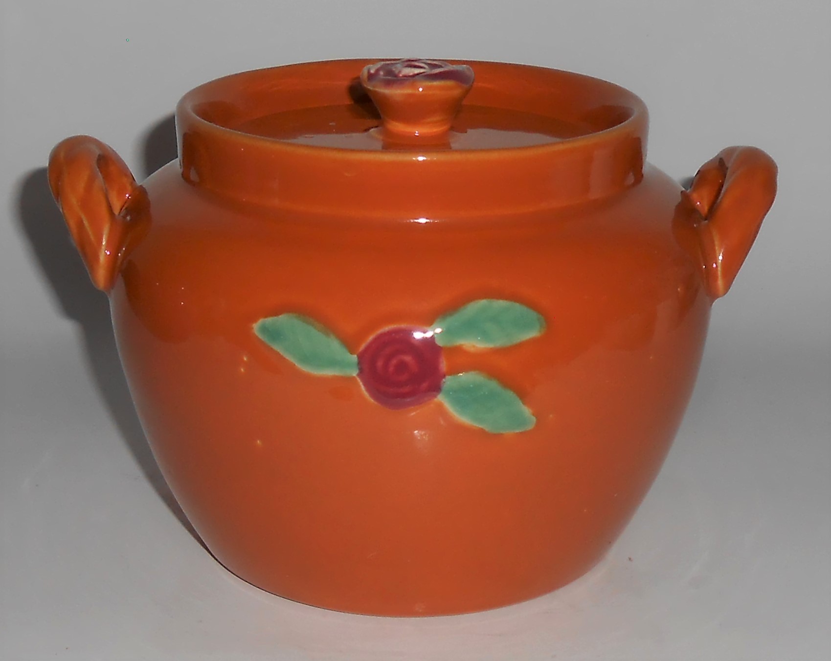 Coors Pottery Rosebud Orange Utility Jar W/Lid