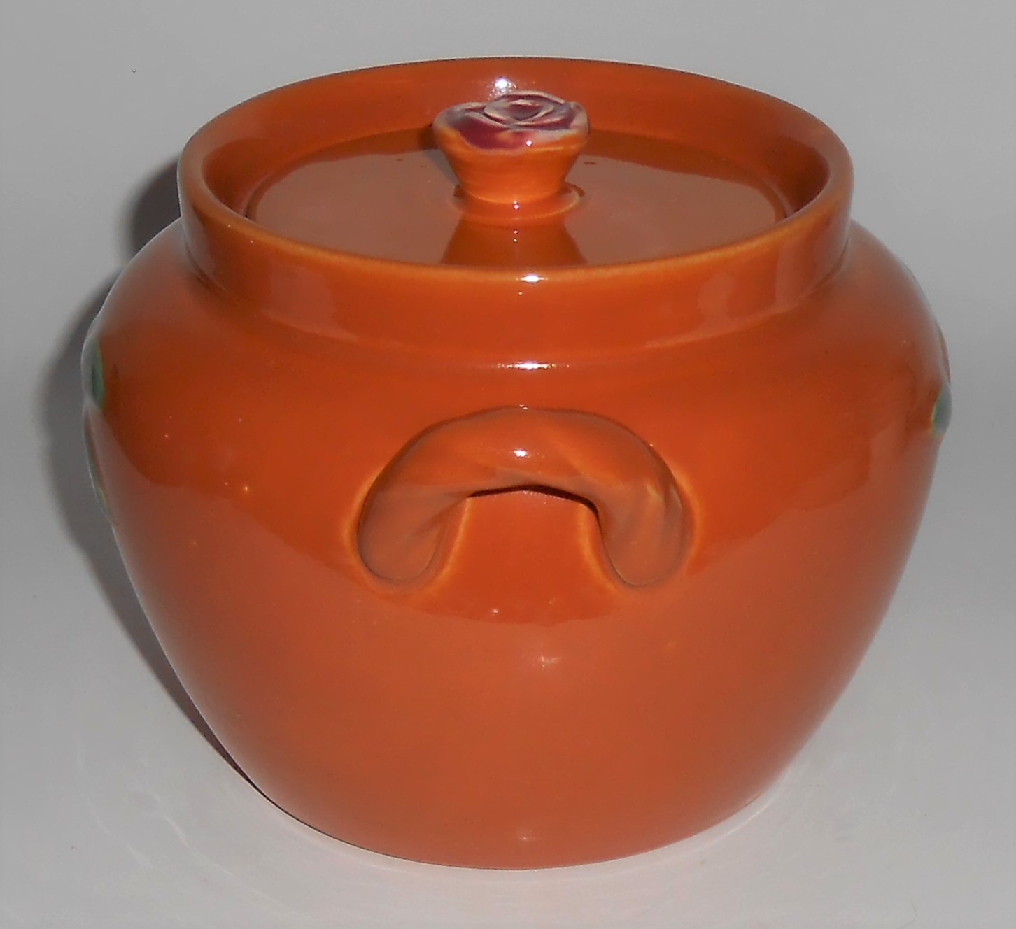 Coors Pottery Rosebud Orange Utility Jar W/Lid