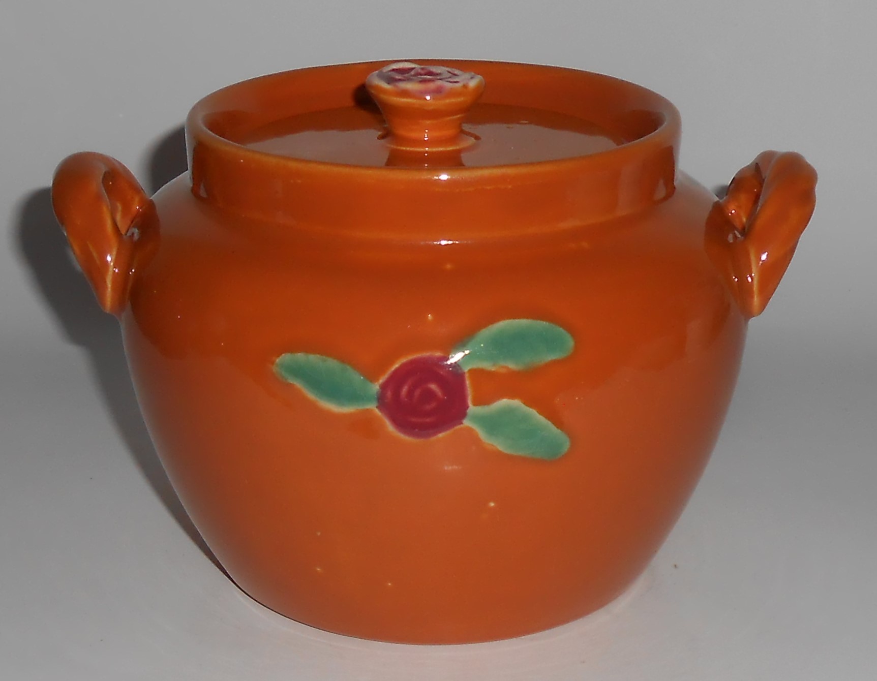 Coors Pottery Rosebud Orange Utility Jar W/Lid