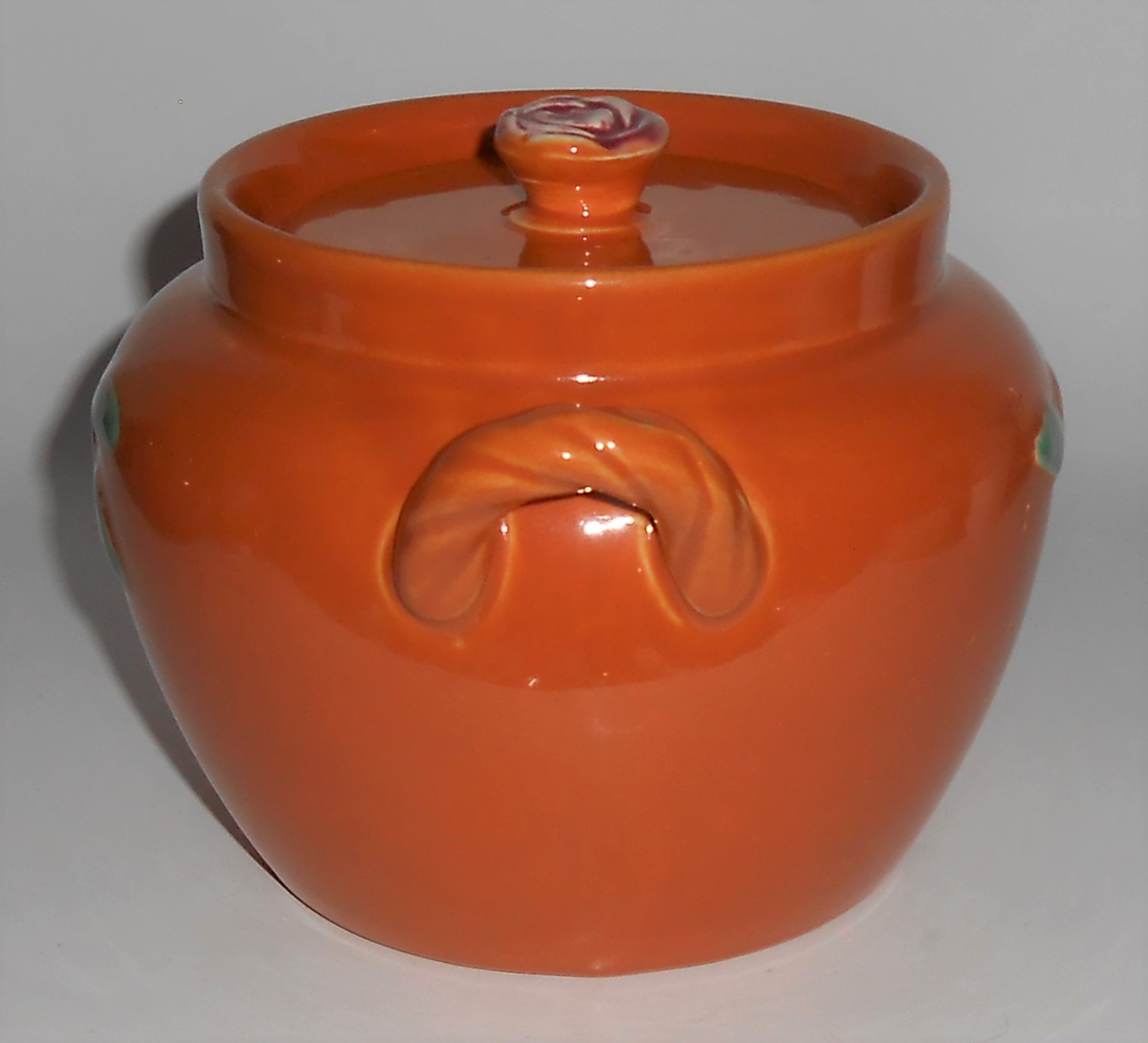 Coors Pottery Rosebud Orange Utility Jar W/Lid
