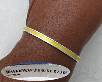 Bracelet Sterling Silver Gold Enamel DA Norway Bangle